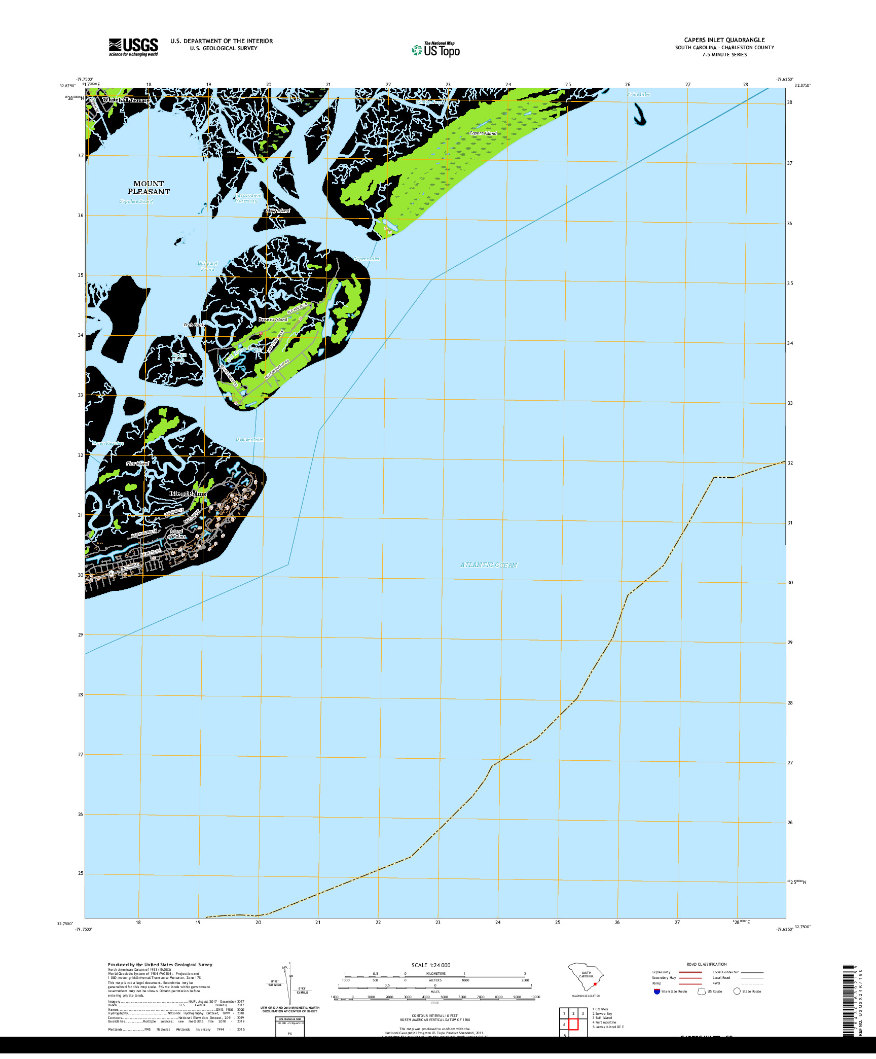 USGS US TOPO 7.5-MINUTE MAP FOR CAPERS INLET, SC 2020