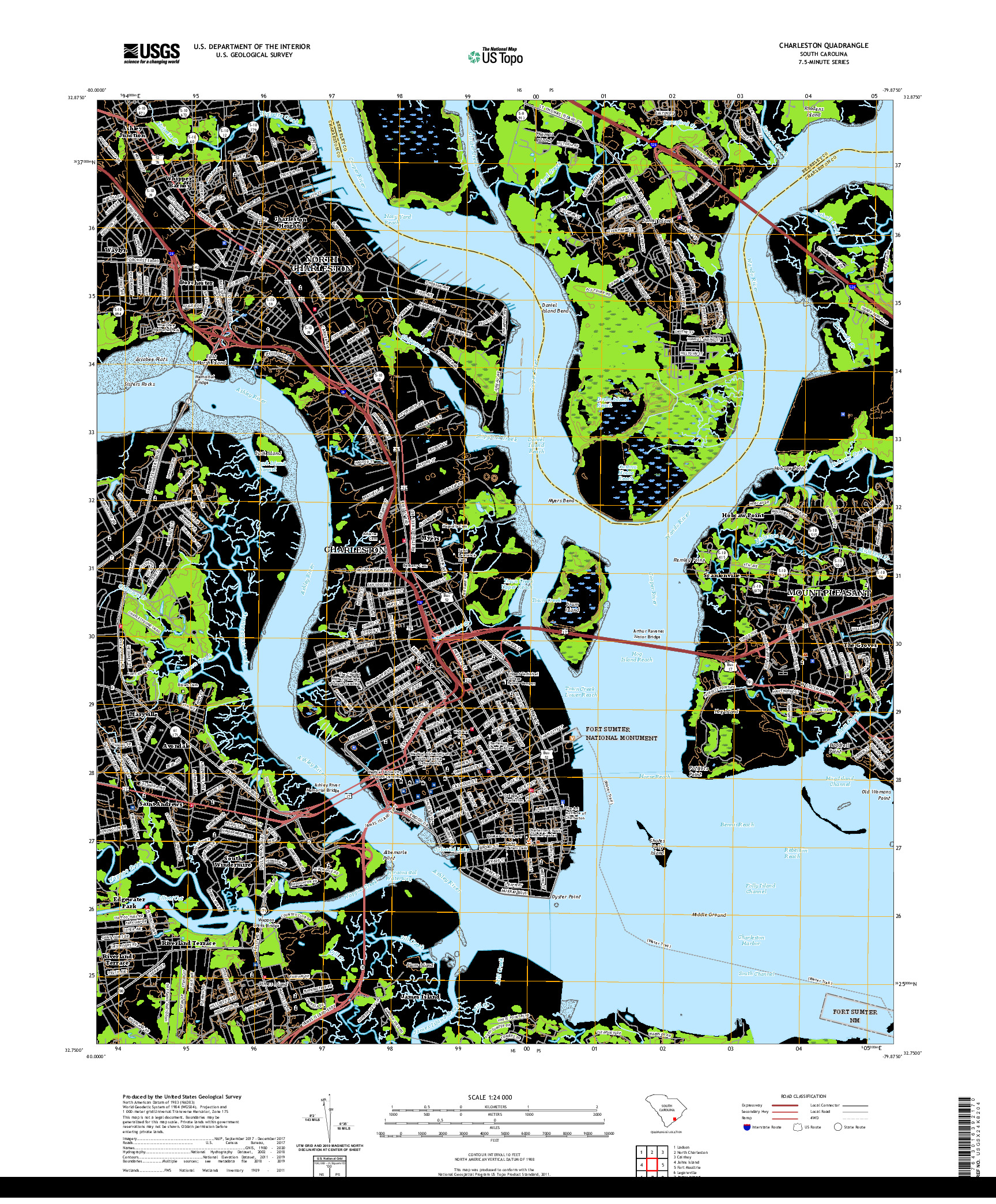 USGS US TOPO 7.5-MINUTE MAP FOR CHARLESTON, SC 2020