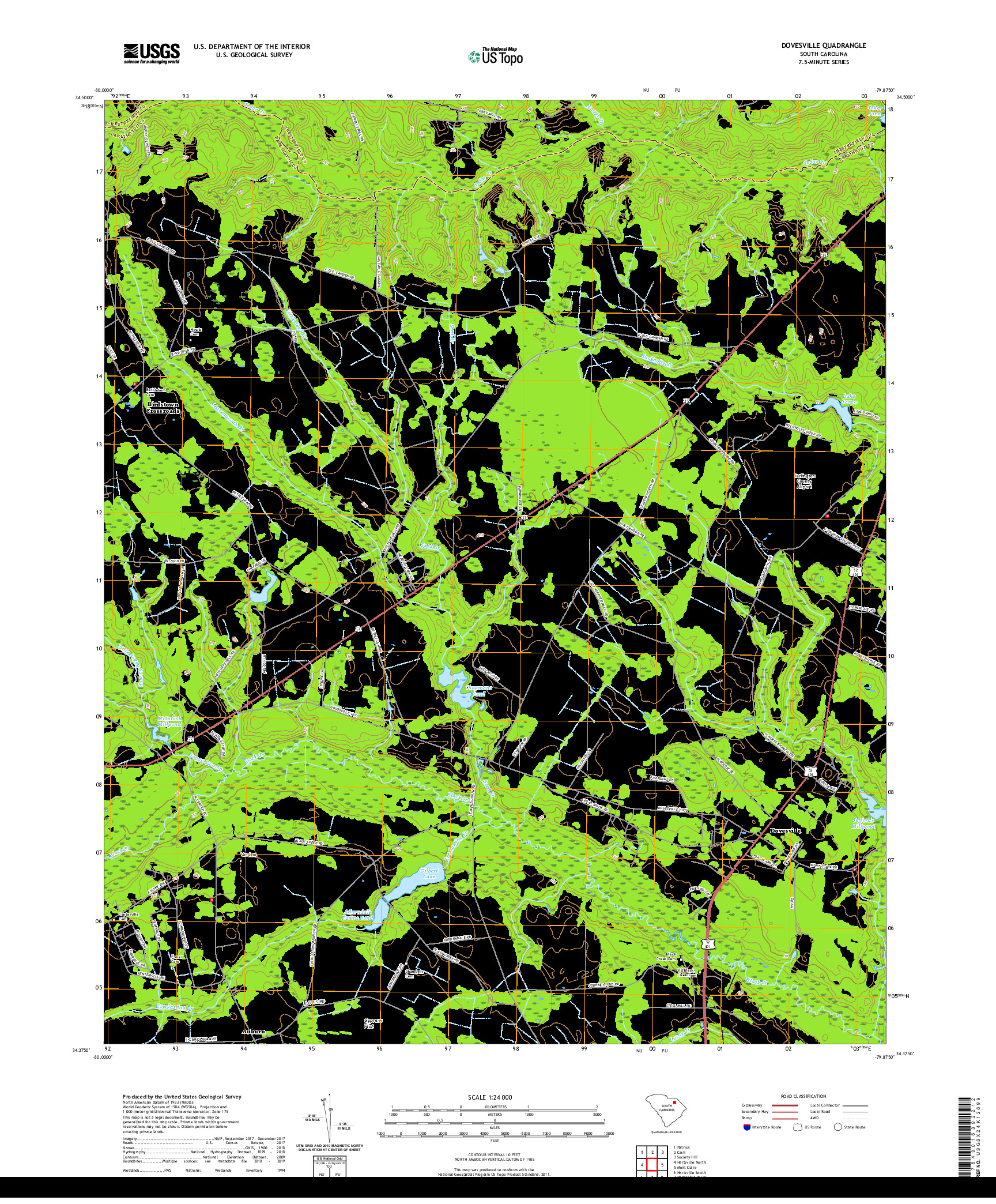 USGS US TOPO 7.5-MINUTE MAP FOR DOVESVILLE, SC 2020