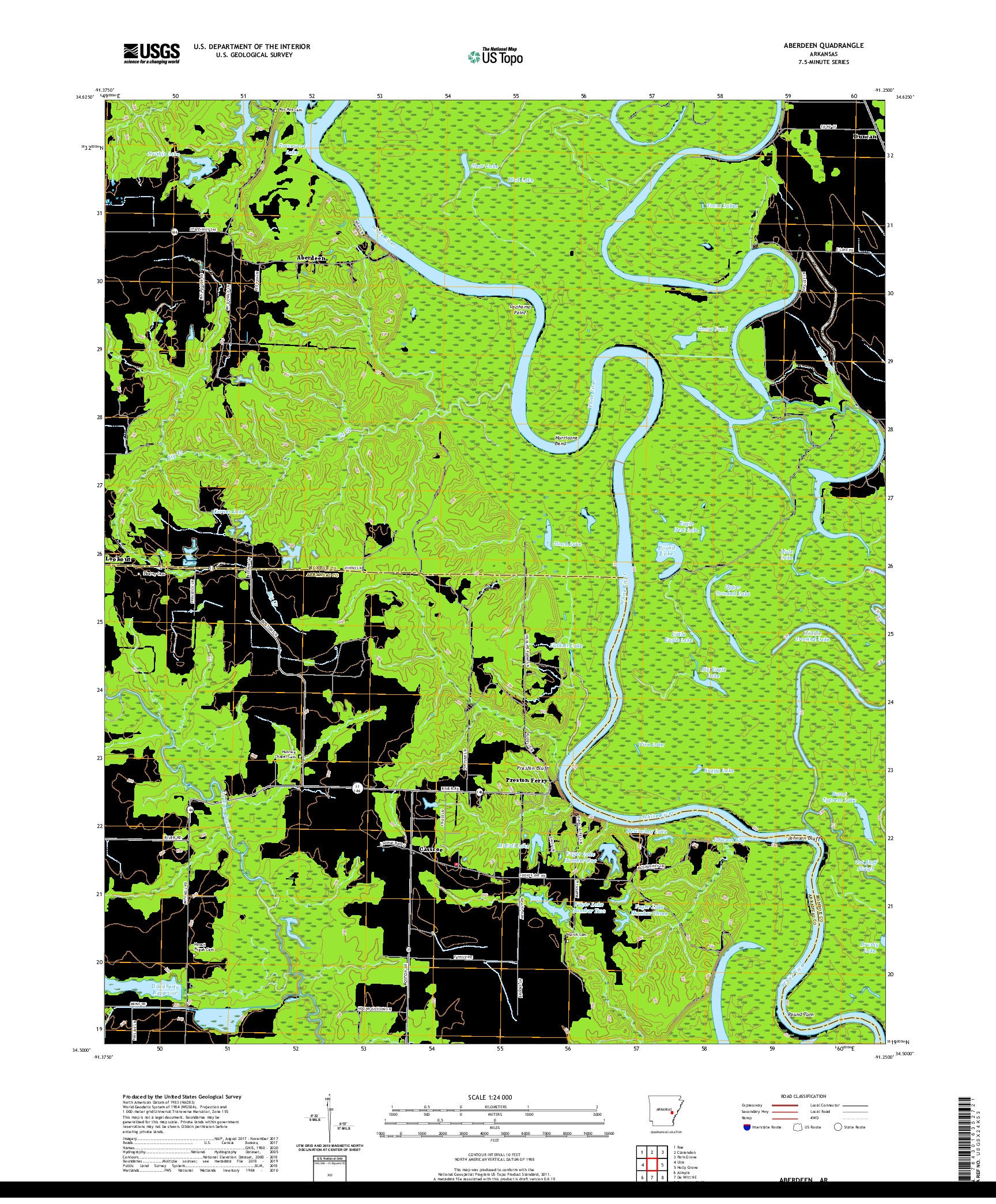 USGS US TOPO 7.5-MINUTE MAP FOR ABERDEEN, AR 2020