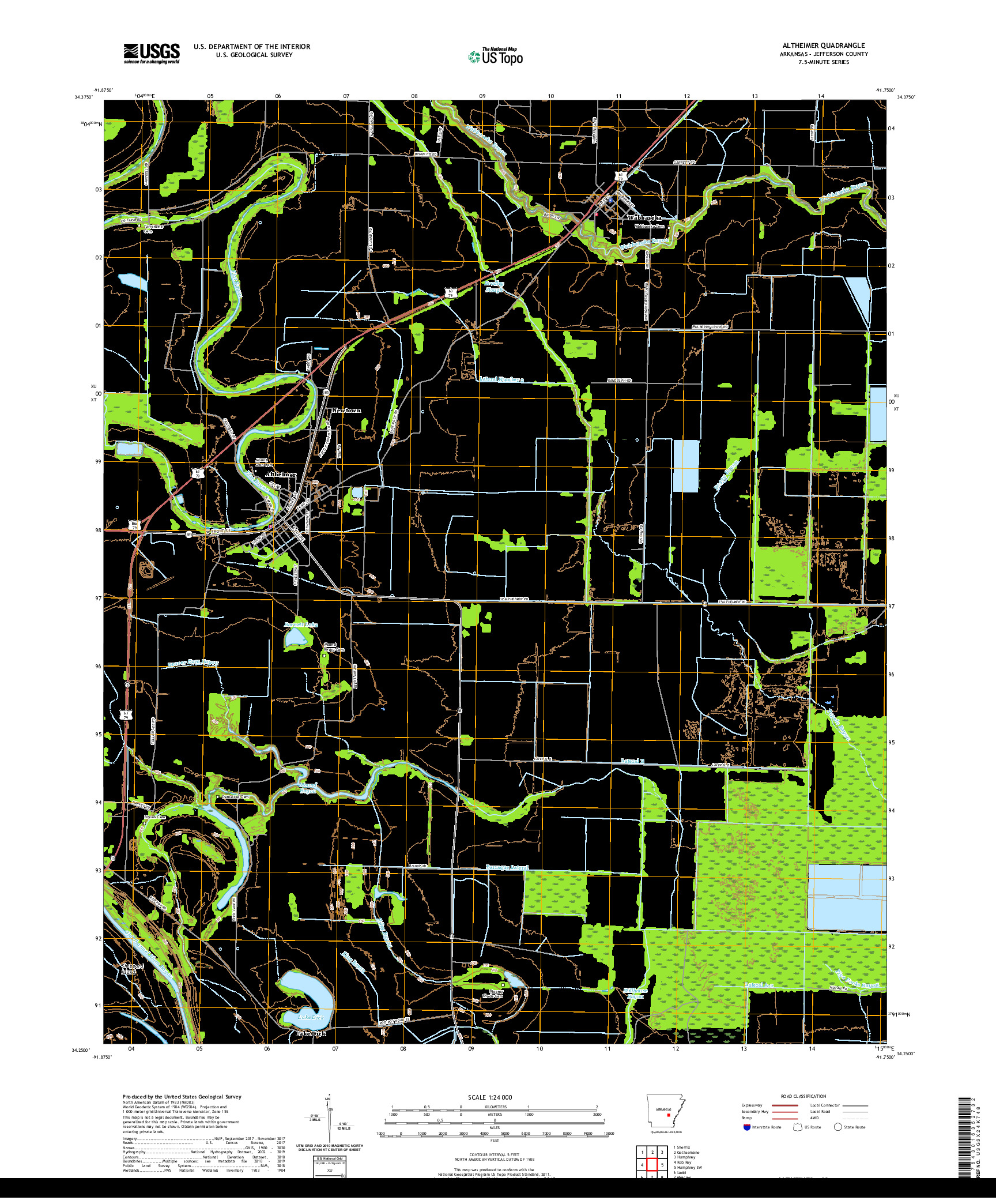 USGS US TOPO 7.5-MINUTE MAP FOR ALTHEIMER, AR 2020