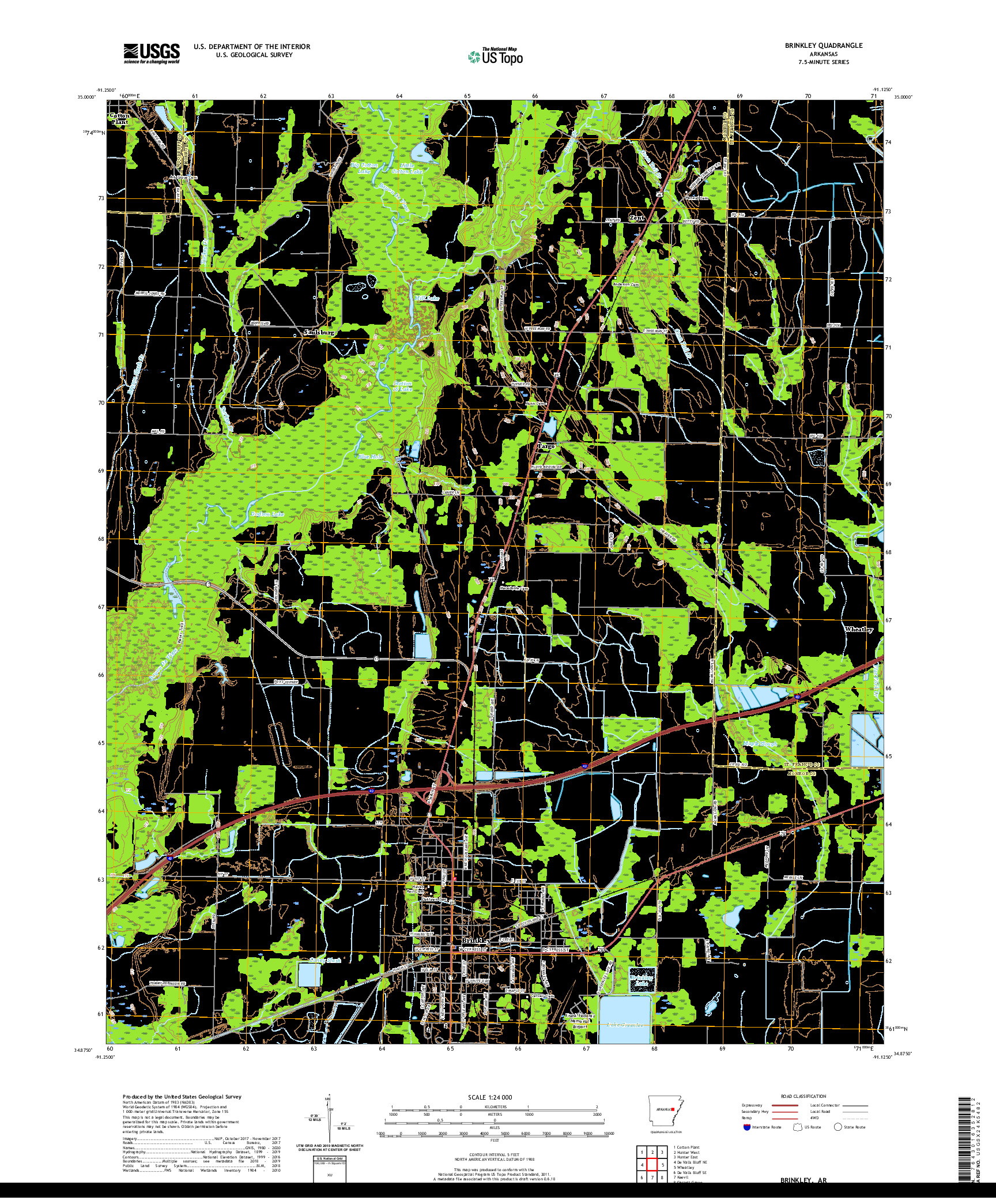 USGS US TOPO 7.5-MINUTE MAP FOR BRINKLEY, AR 2020