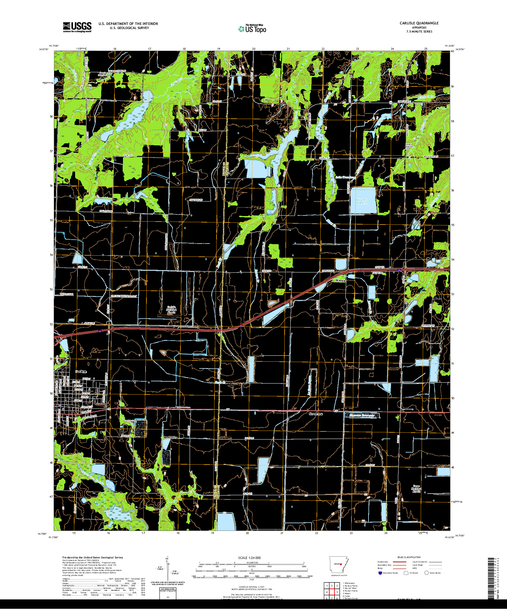 USGS US TOPO 7.5-MINUTE MAP FOR CARLISLE, AR 2020