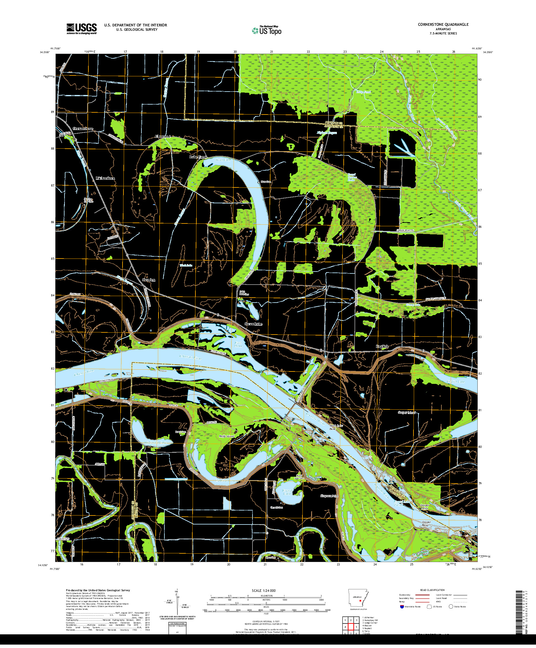 USGS US TOPO 7.5-MINUTE MAP FOR CORNERSTONE, AR 2020