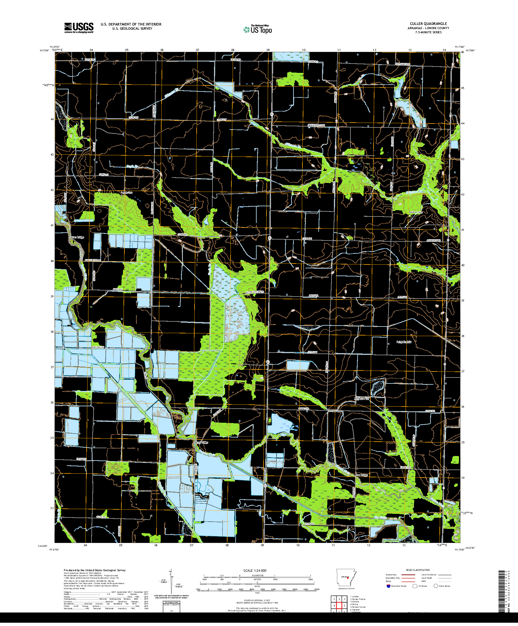 USGS US TOPO 7.5-MINUTE MAP FOR CULLER, AR 2020