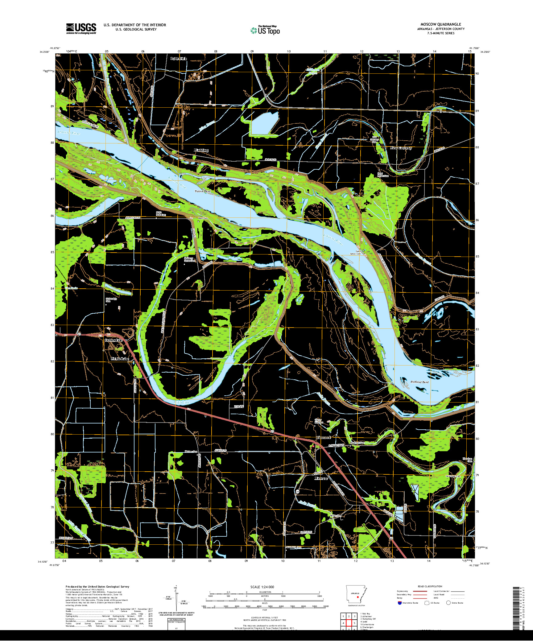 USGS US TOPO 7.5-MINUTE MAP FOR MOSCOW, AR 2020