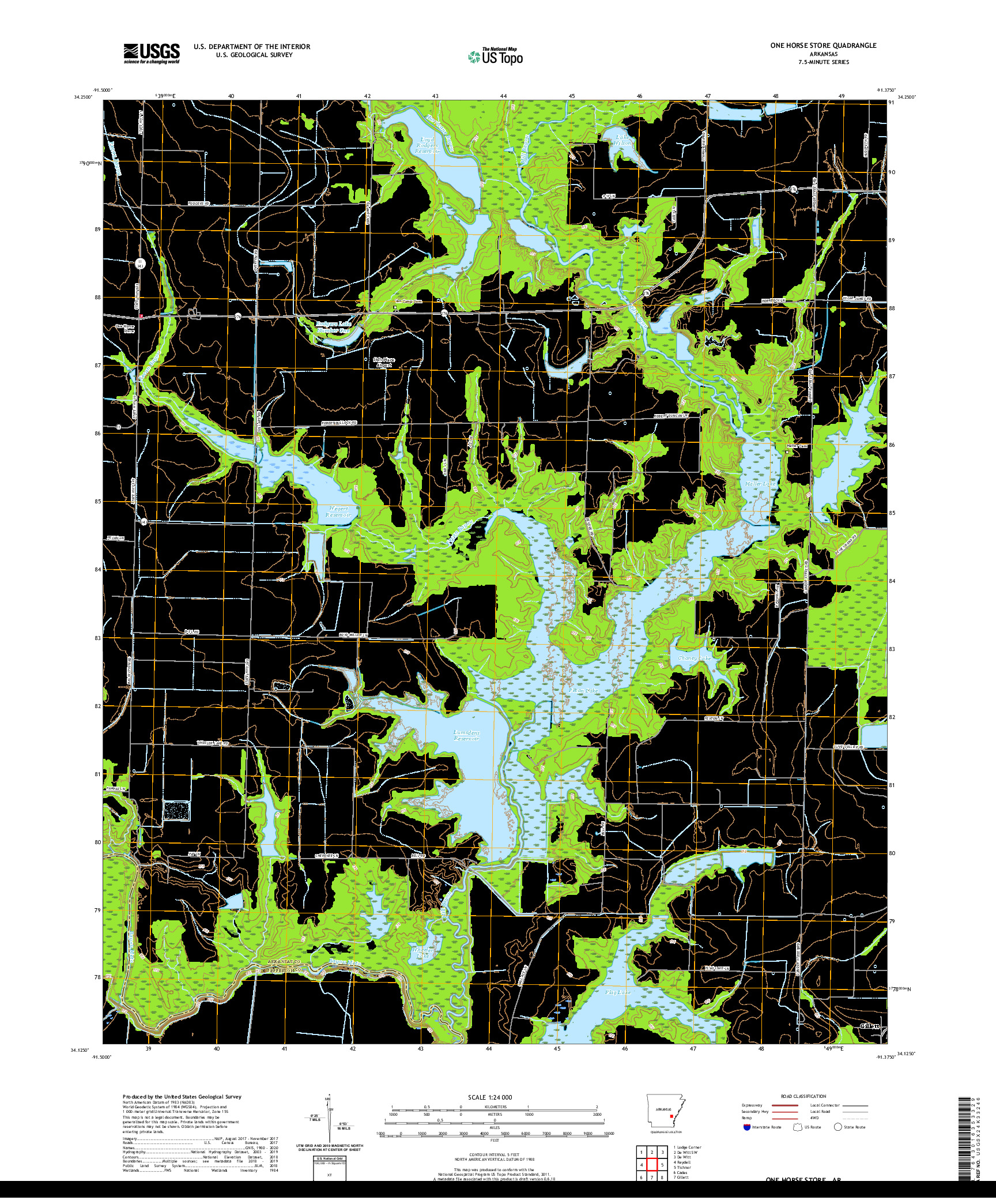 USGS US TOPO 7.5-MINUTE MAP FOR ONE HORSE STORE, AR 2020