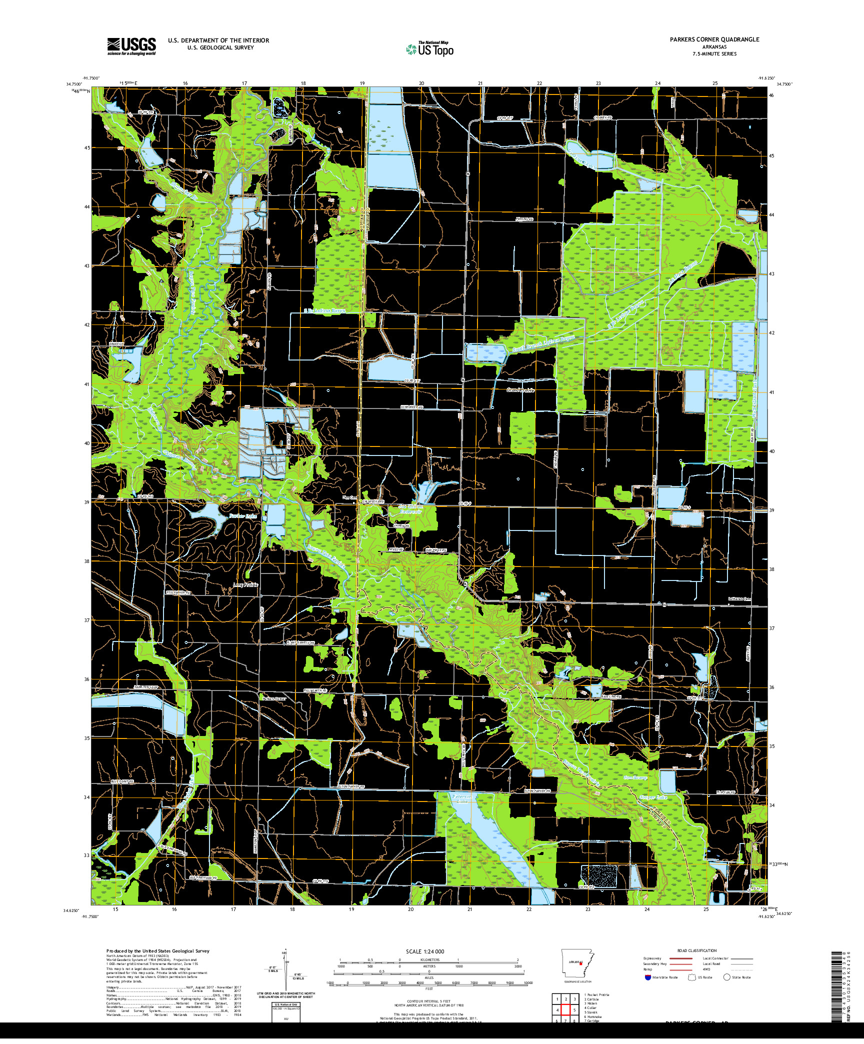 USGS US TOPO 7.5-MINUTE MAP FOR PARKERS CORNER, AR 2020