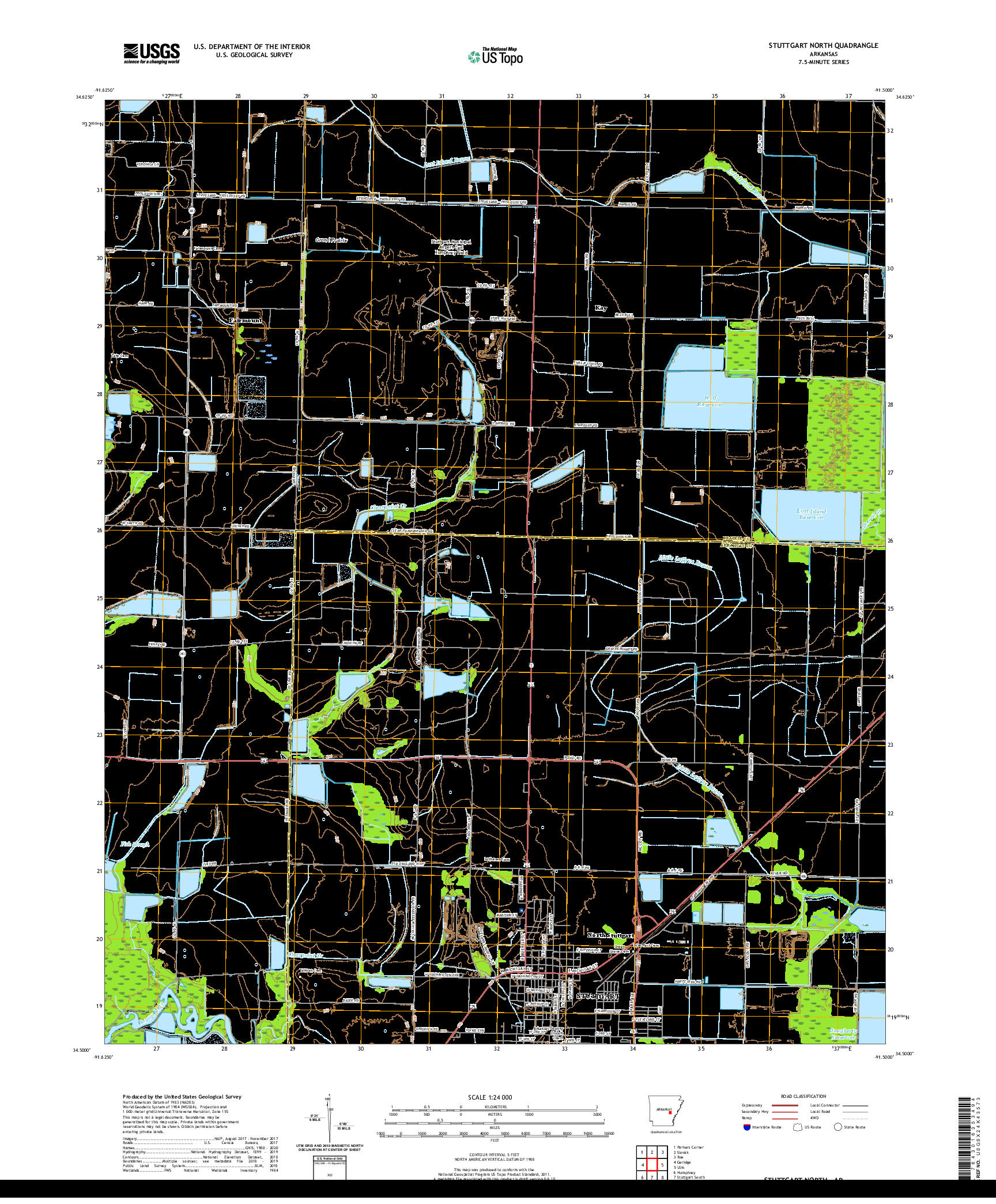 USGS US TOPO 7.5-MINUTE MAP FOR STUTTGART NORTH, AR 2020
