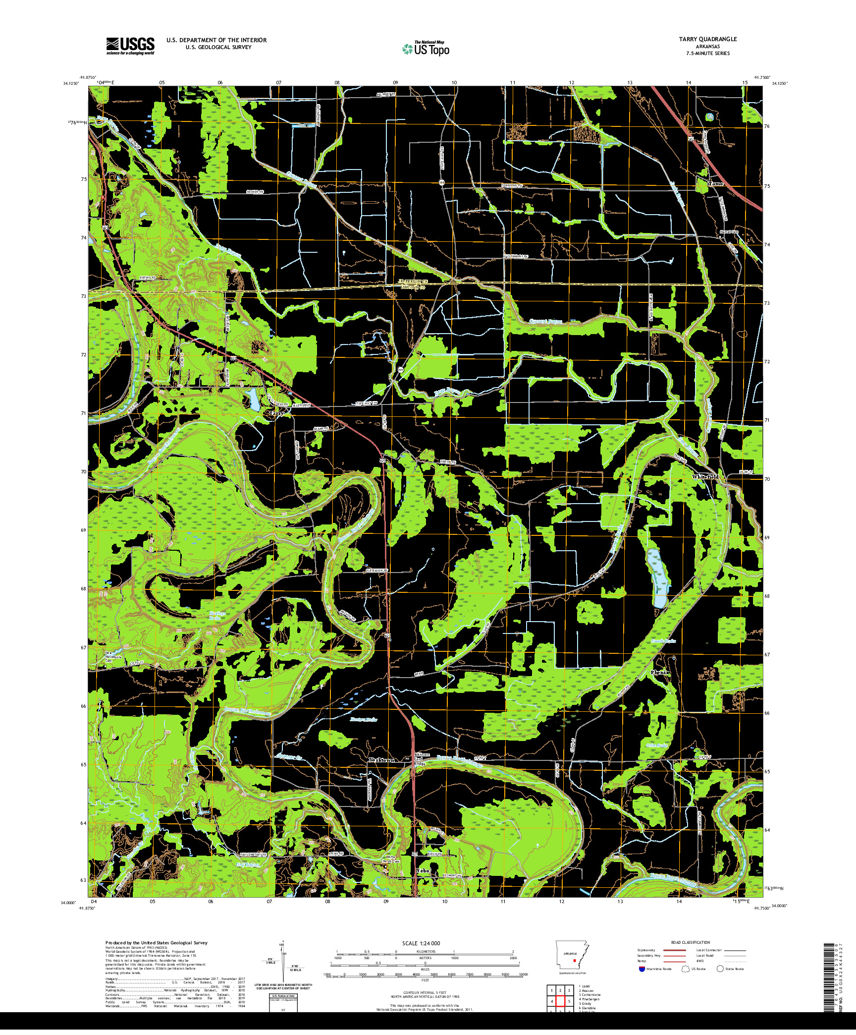 USGS US TOPO 7.5-MINUTE MAP FOR TARRY, AR 2020