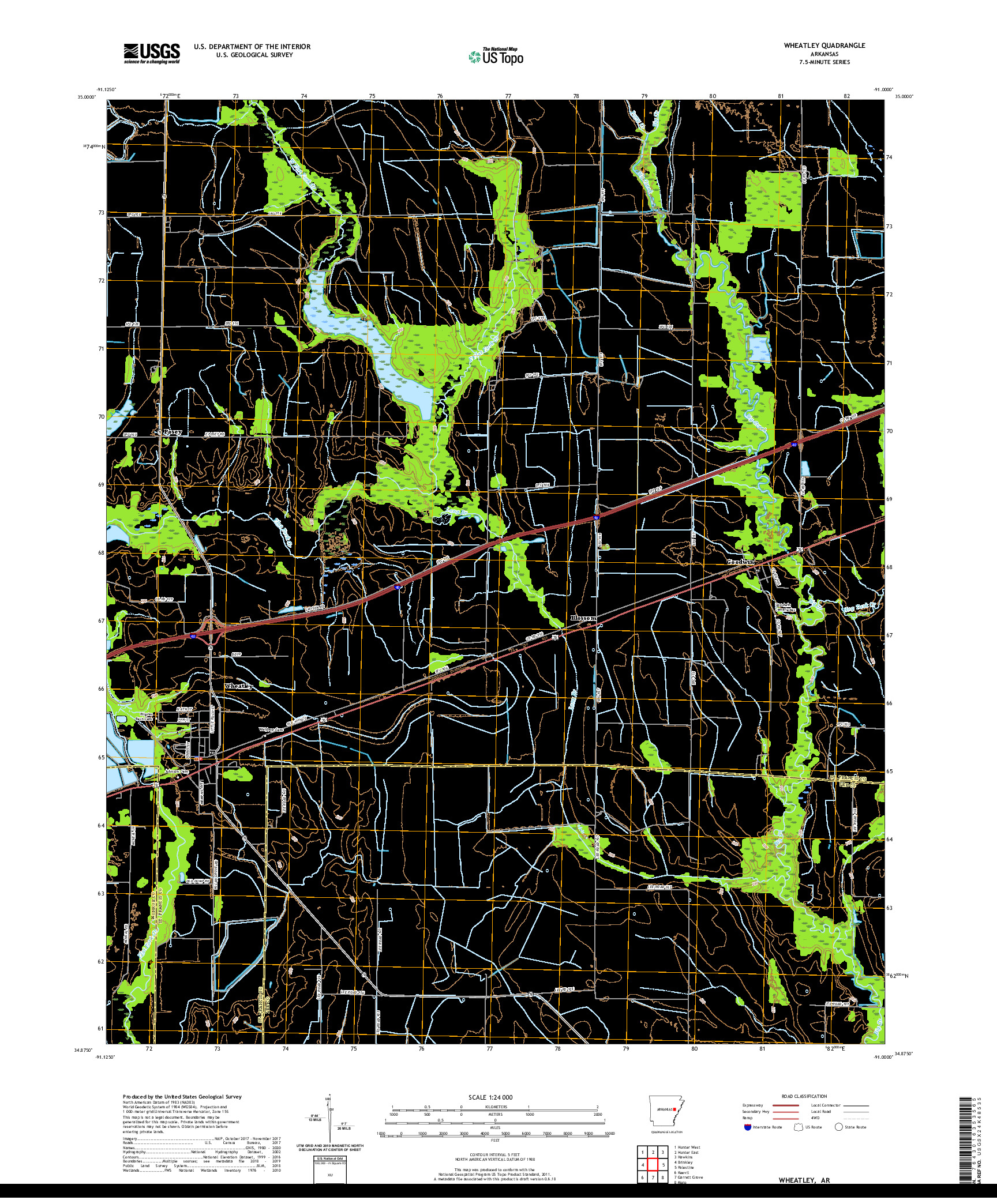 USGS US TOPO 7.5-MINUTE MAP FOR WHEATLEY, AR 2020