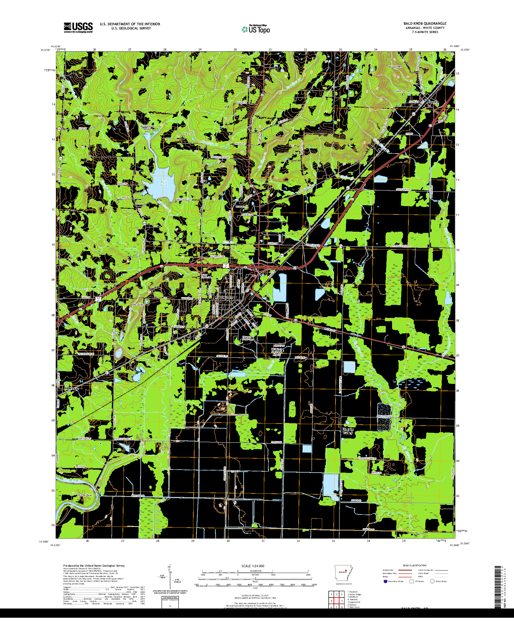 USGS US TOPO 7.5-MINUTE MAP FOR BALD KNOB, AR 2020