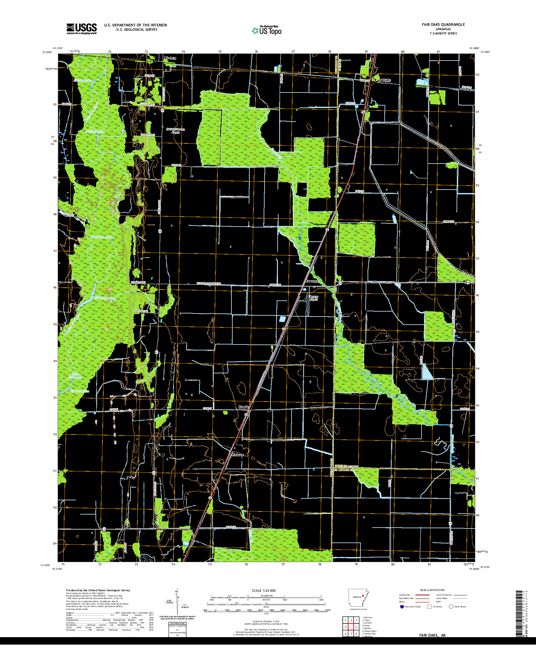 USGS US TOPO 7.5-MINUTE MAP FOR FAIR OAKS, AR 2020