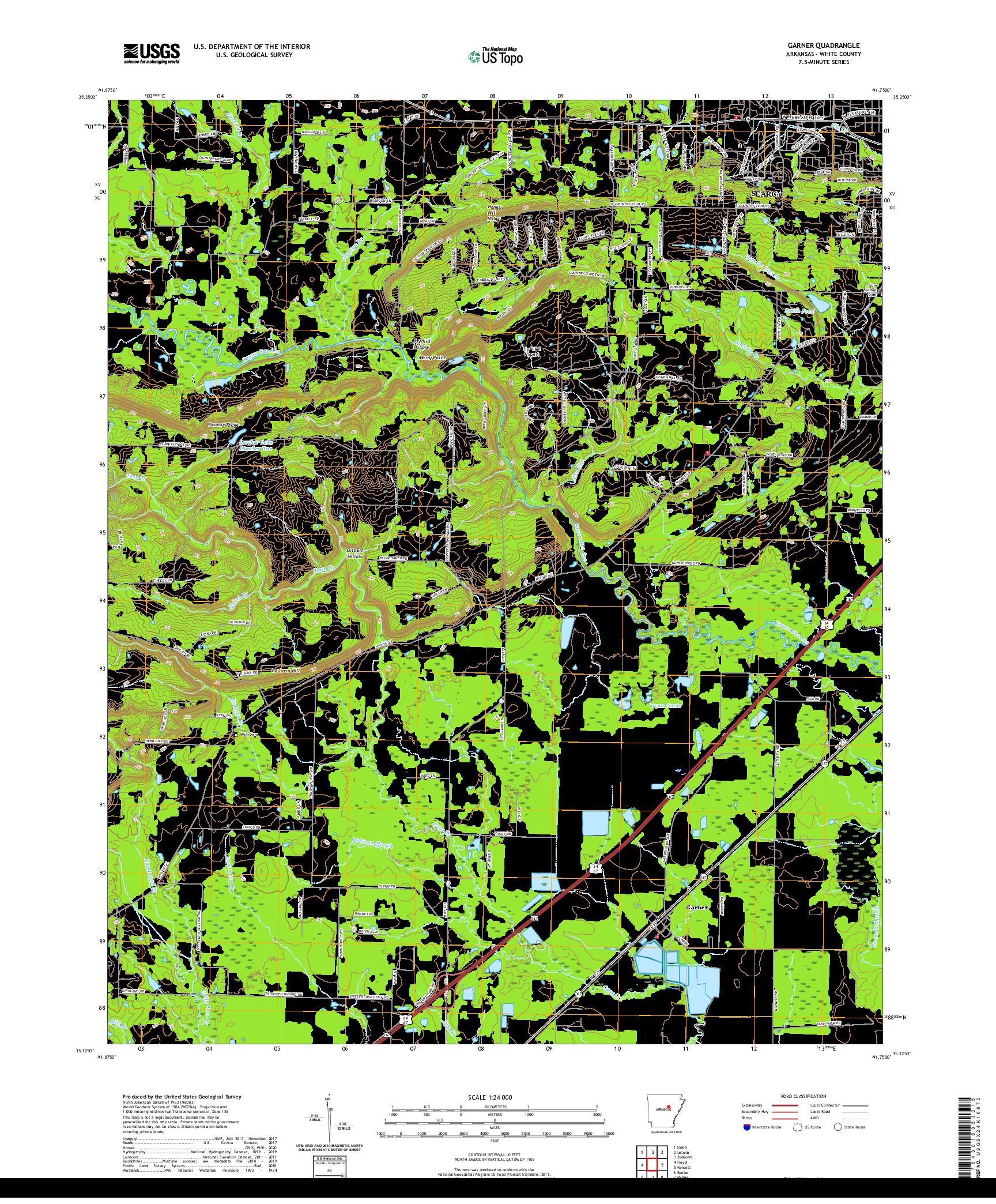 USGS US TOPO 7.5-MINUTE MAP FOR GARNER, AR 2020