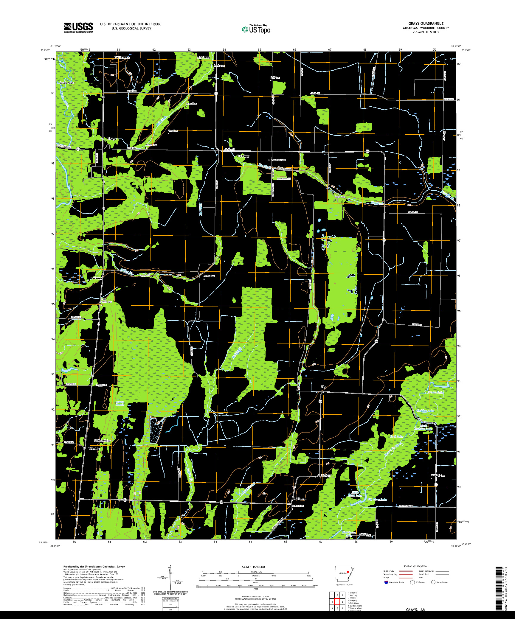 USGS US TOPO 7.5-MINUTE MAP FOR GRAYS, AR 2020