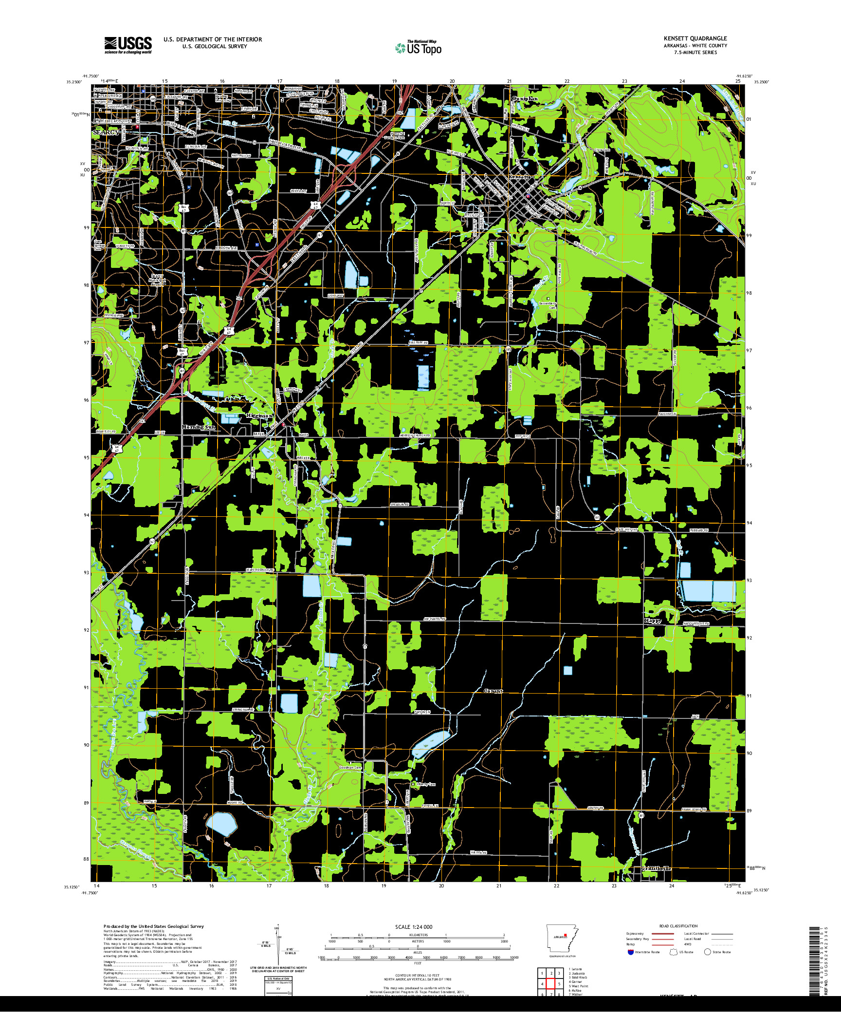 USGS US TOPO 7.5-MINUTE MAP FOR KENSETT, AR 2020