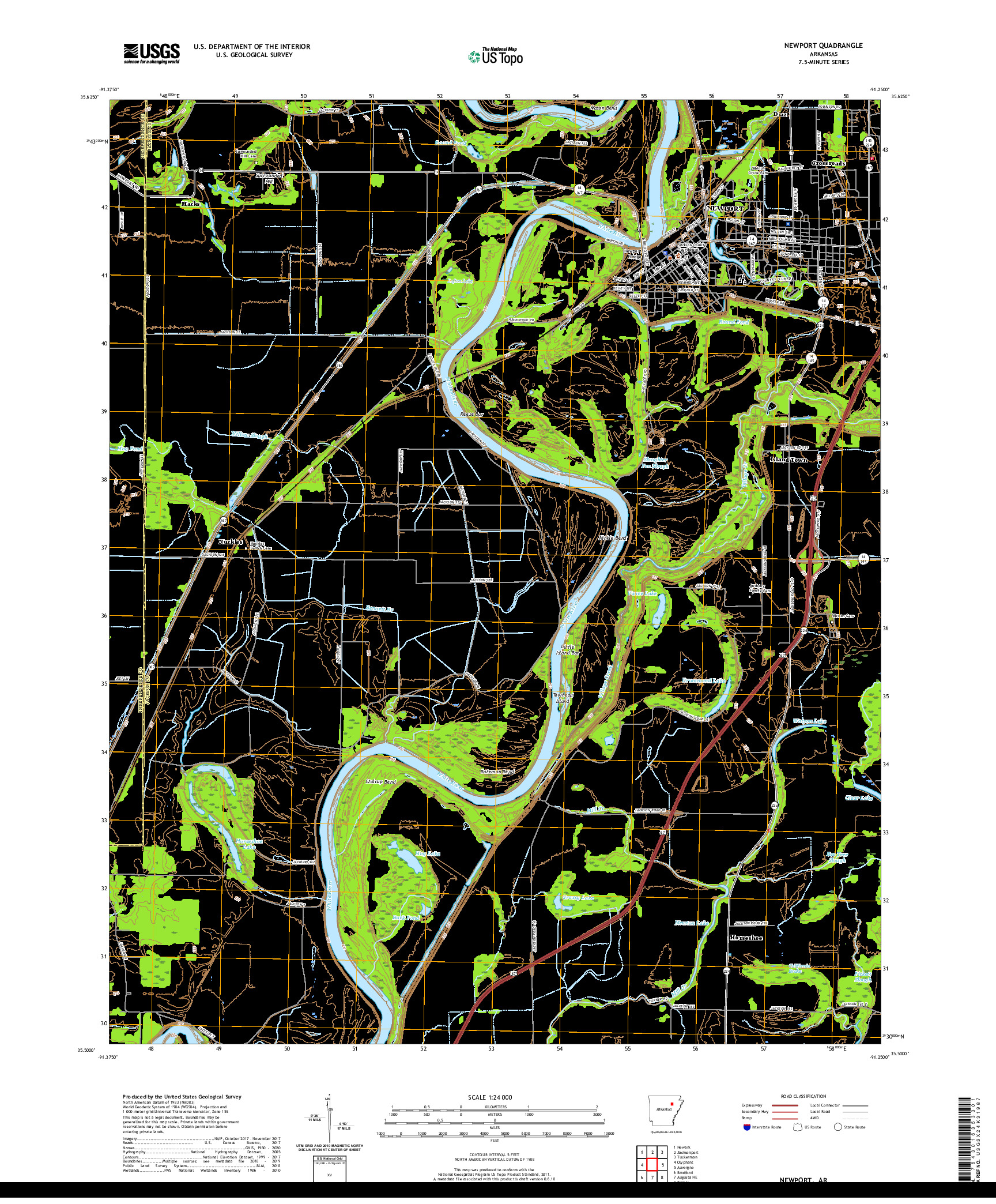 USGS US TOPO 7.5-MINUTE MAP FOR NEWPORT, AR 2020