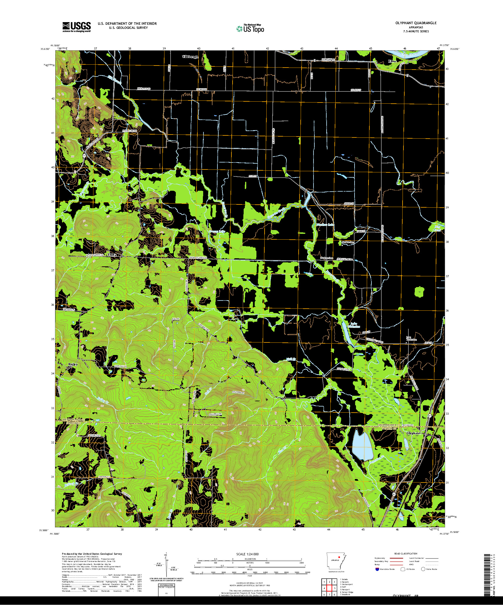 USGS US TOPO 7.5-MINUTE MAP FOR OLYPHANT, AR 2020