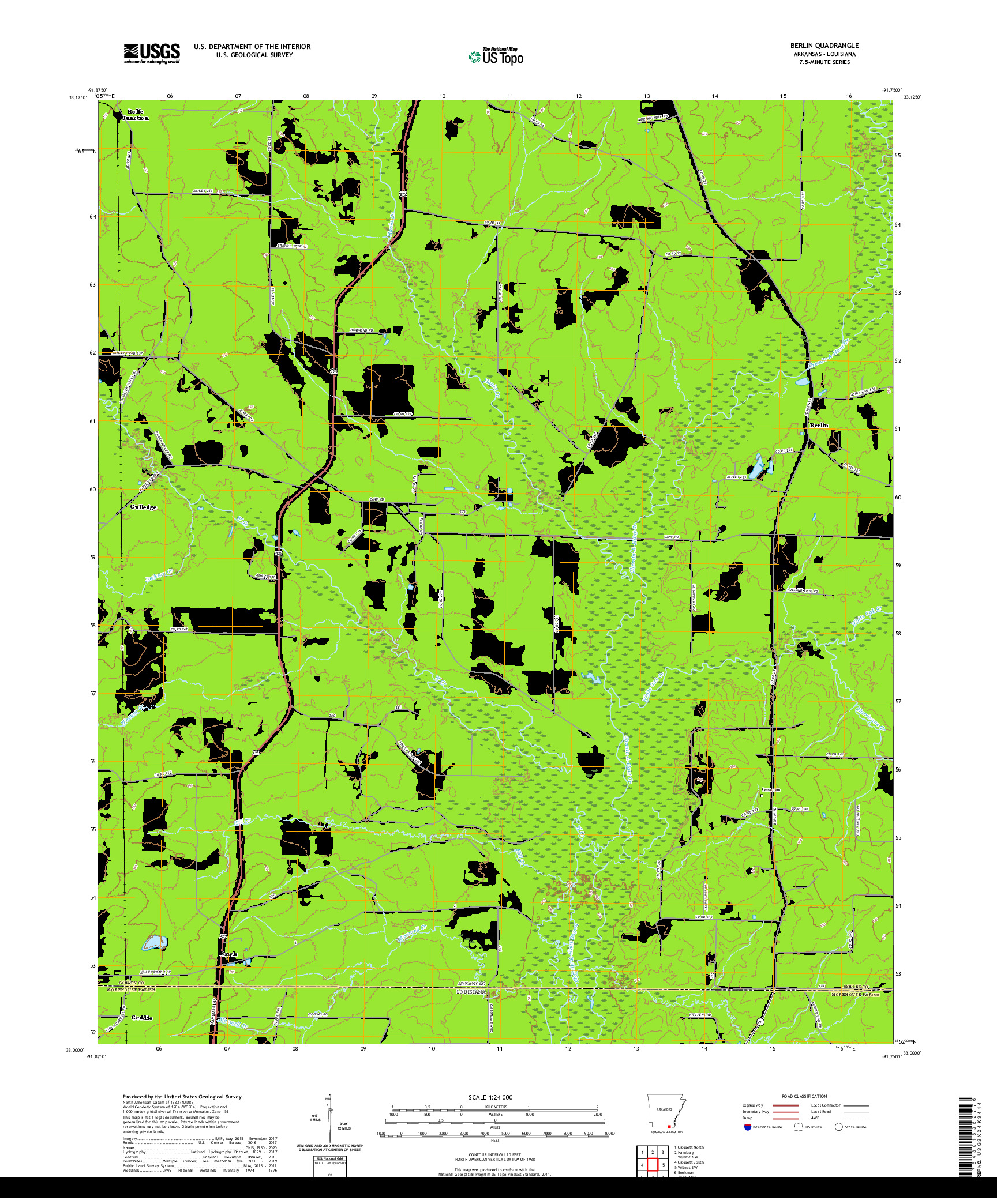 USGS US TOPO 7.5-MINUTE MAP FOR BERLIN, AR,LA 2020