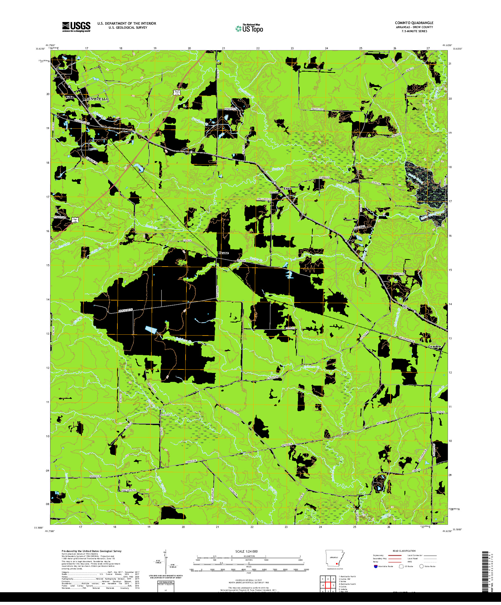 USGS US TOPO 7.5-MINUTE MAP FOR COMINTO, AR 2020