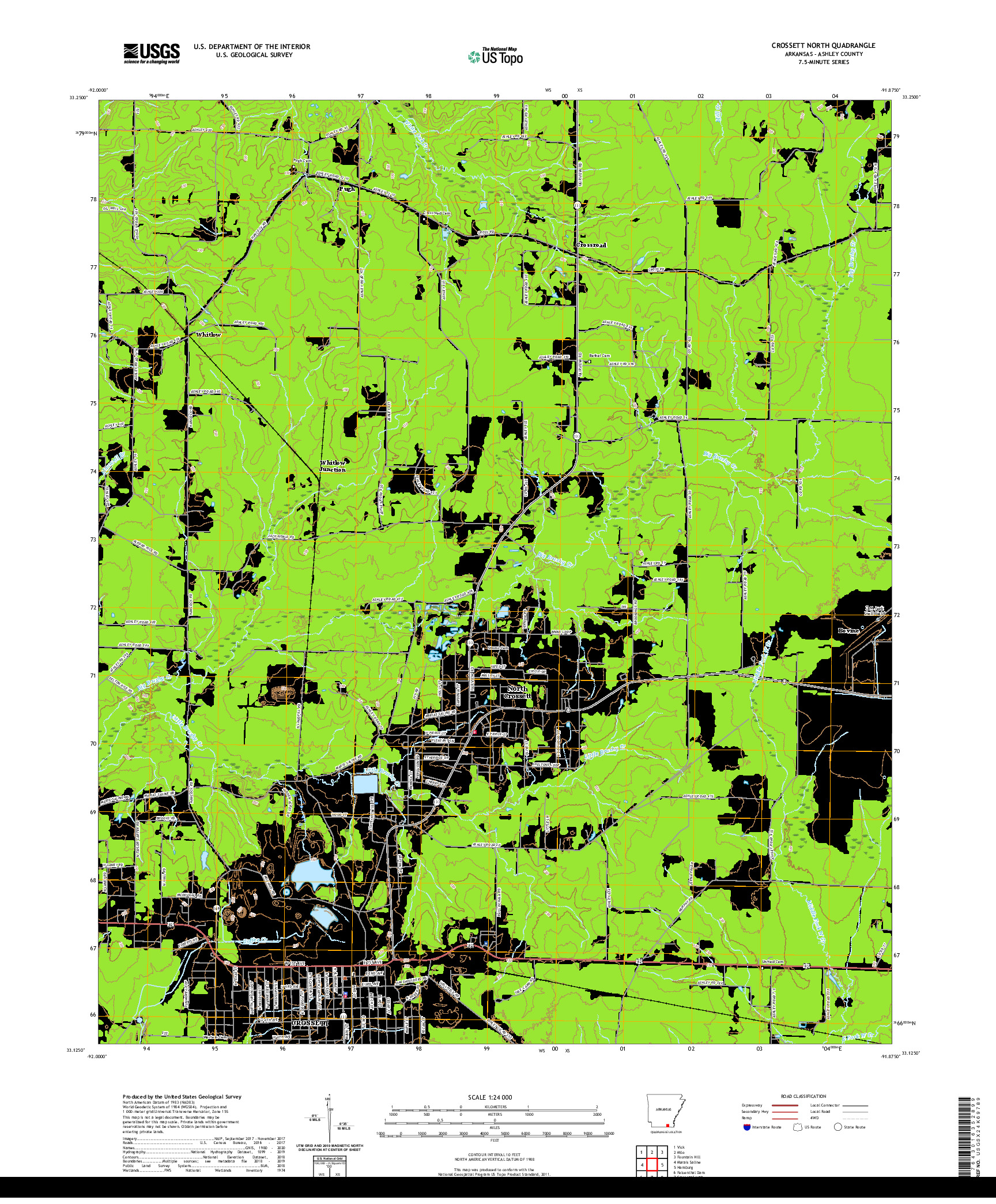 USGS US TOPO 7.5-MINUTE MAP FOR CROSSETT NORTH, AR 2020