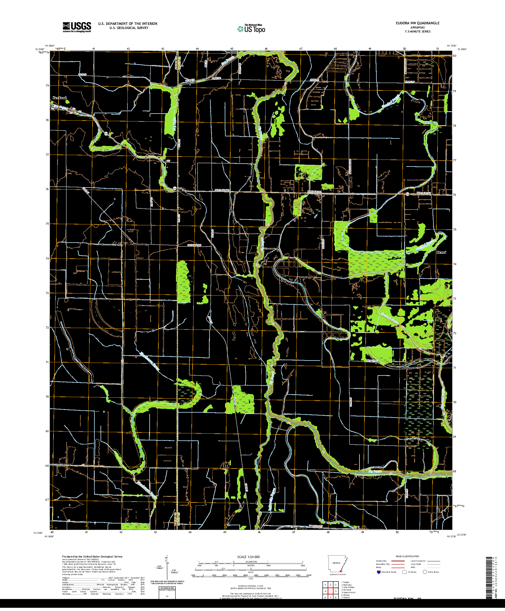 USGS US TOPO 7.5-MINUTE MAP FOR EUDORA NW, AR 2020