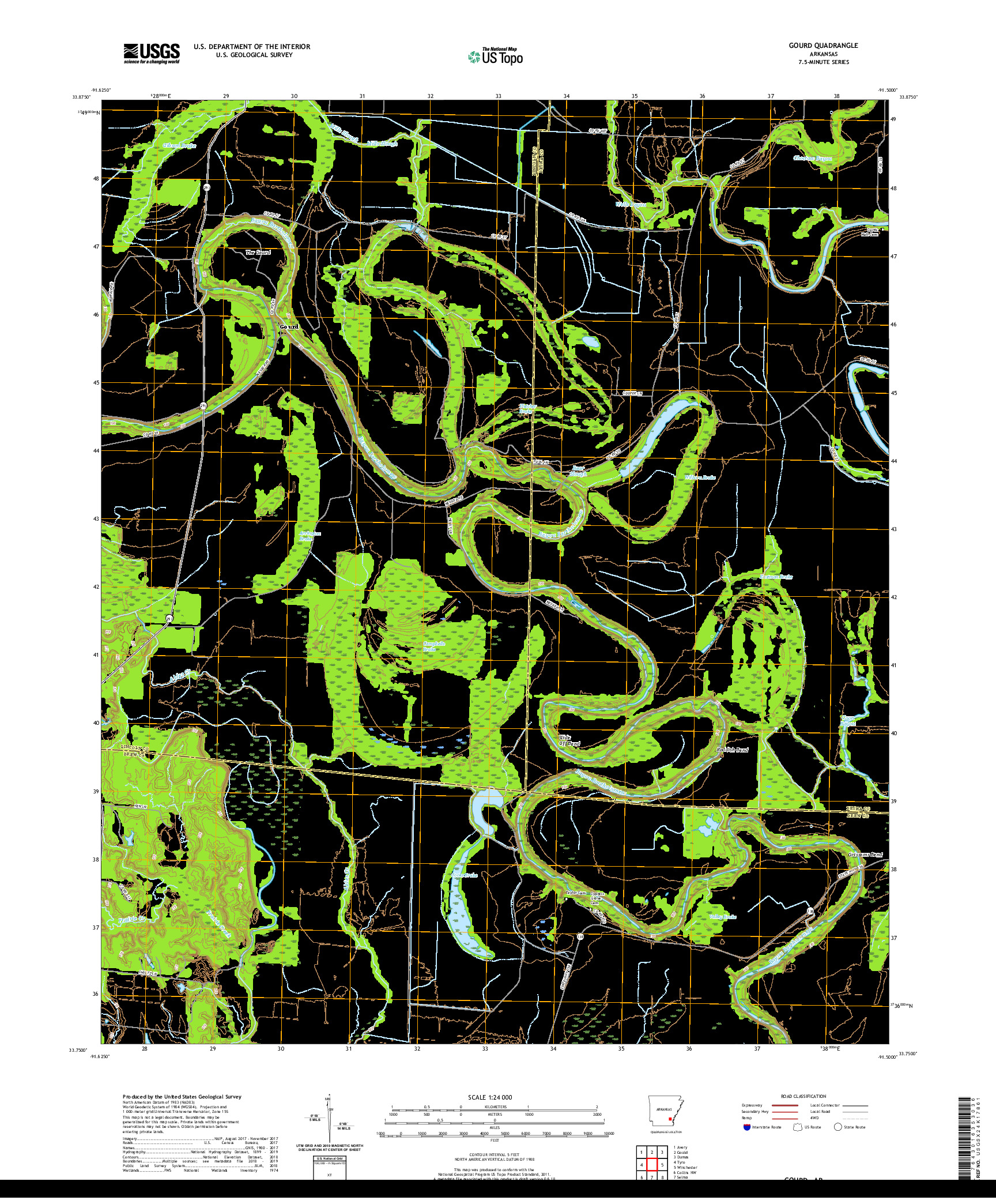 USGS US TOPO 7.5-MINUTE MAP FOR GOURD, AR 2020