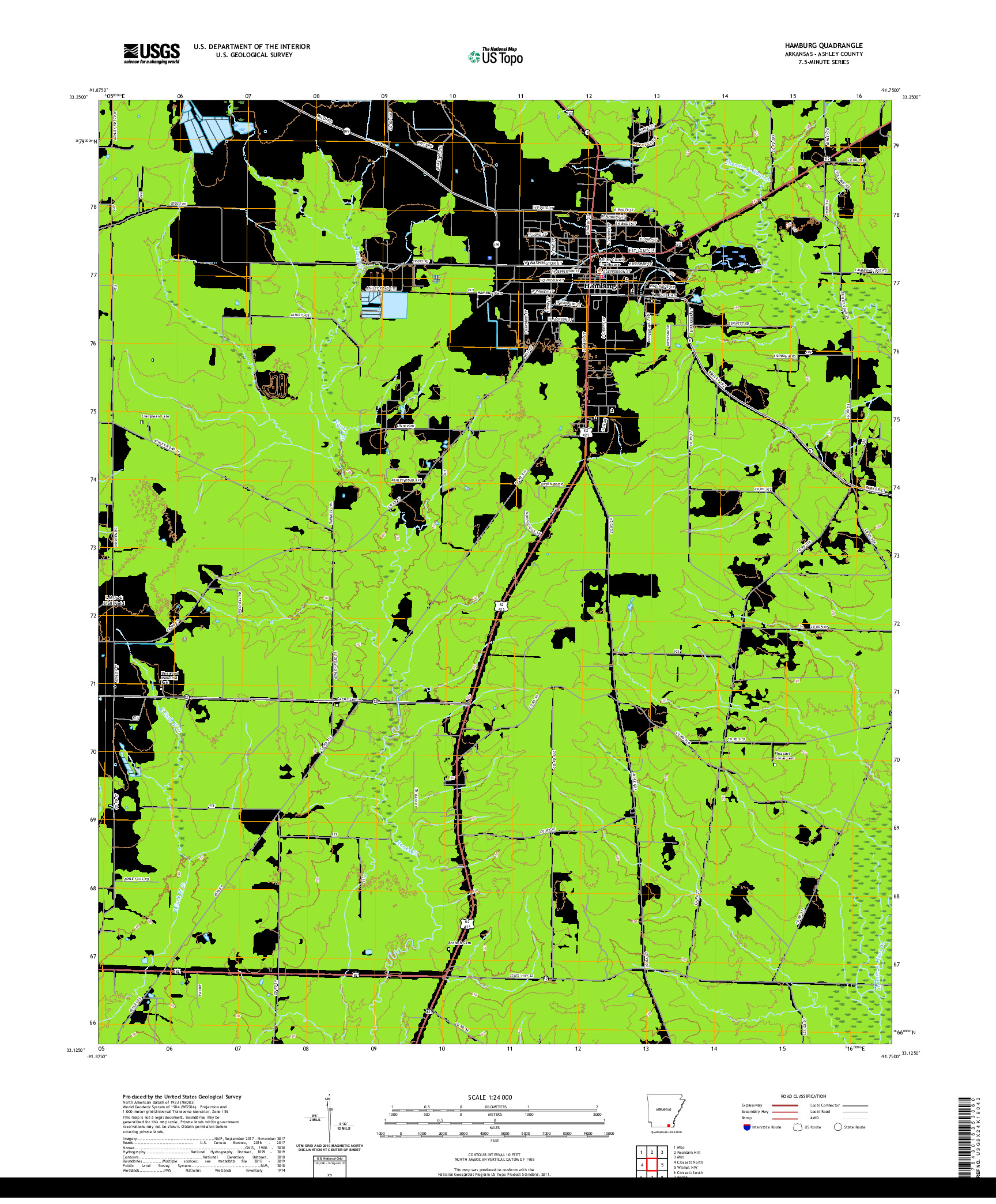 USGS US TOPO 7.5-MINUTE MAP FOR HAMBURG, AR 2020