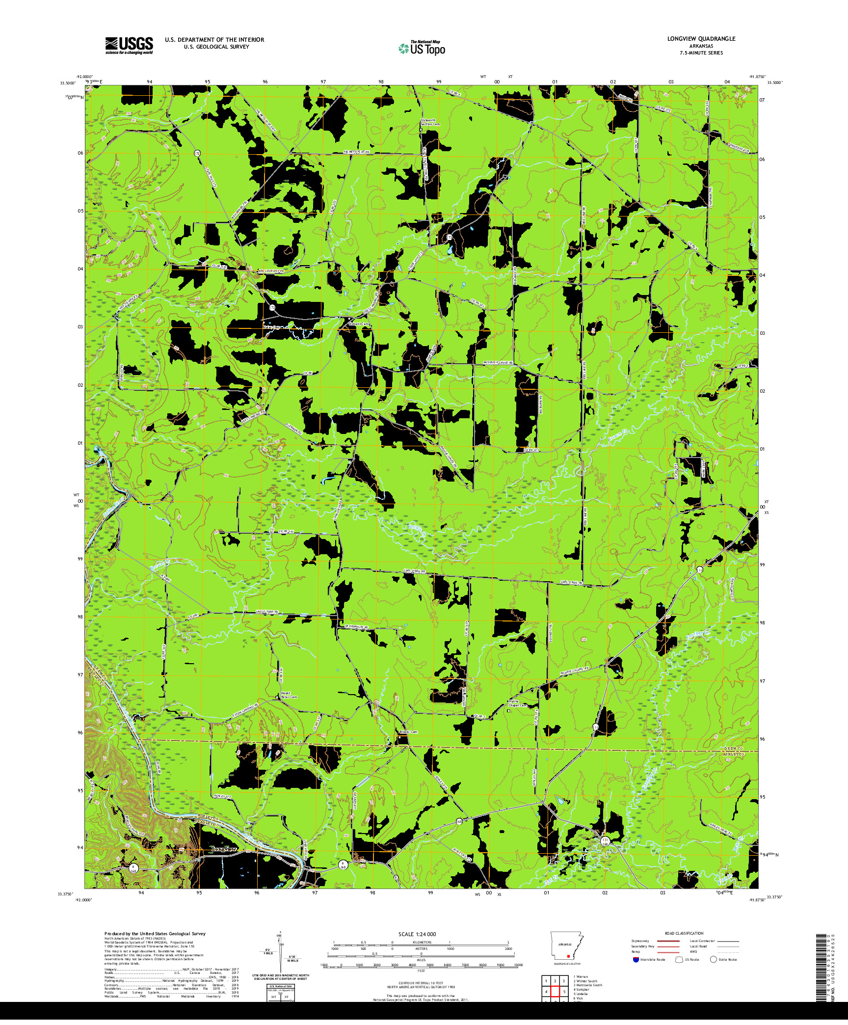 USGS US TOPO 7.5-MINUTE MAP FOR LONGVIEW, AR 2020