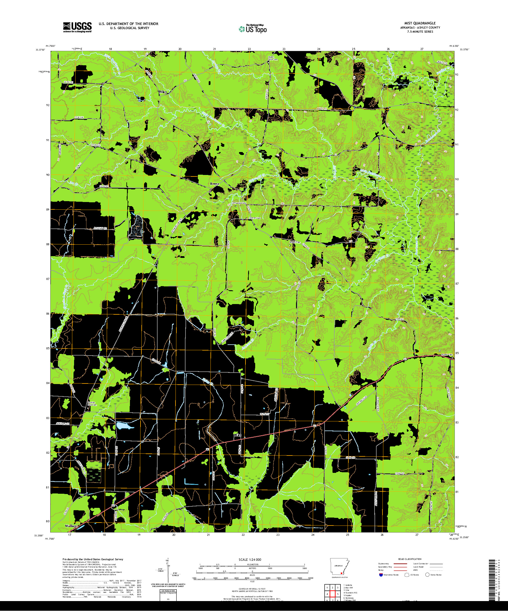 USGS US TOPO 7.5-MINUTE MAP FOR MIST, AR 2020