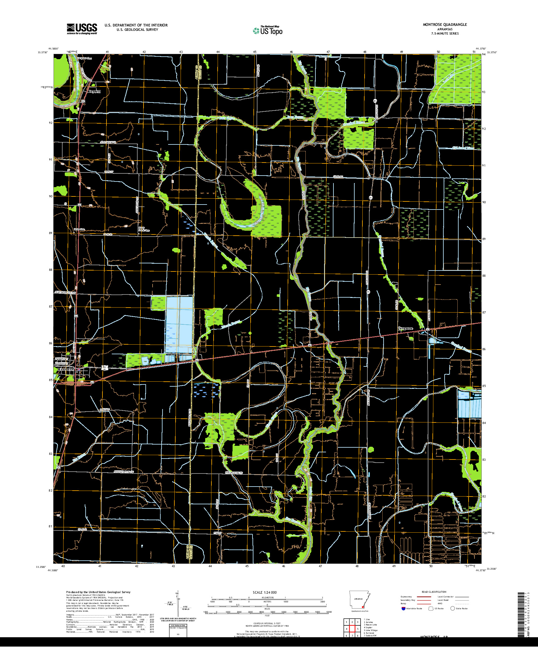 USGS US TOPO 7.5-MINUTE MAP FOR MONTROSE, AR 2020