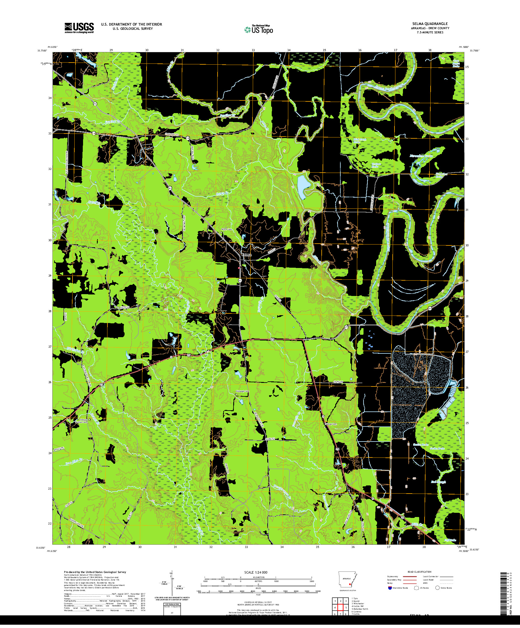 USGS US TOPO 7.5-MINUTE MAP FOR SELMA, AR 2020