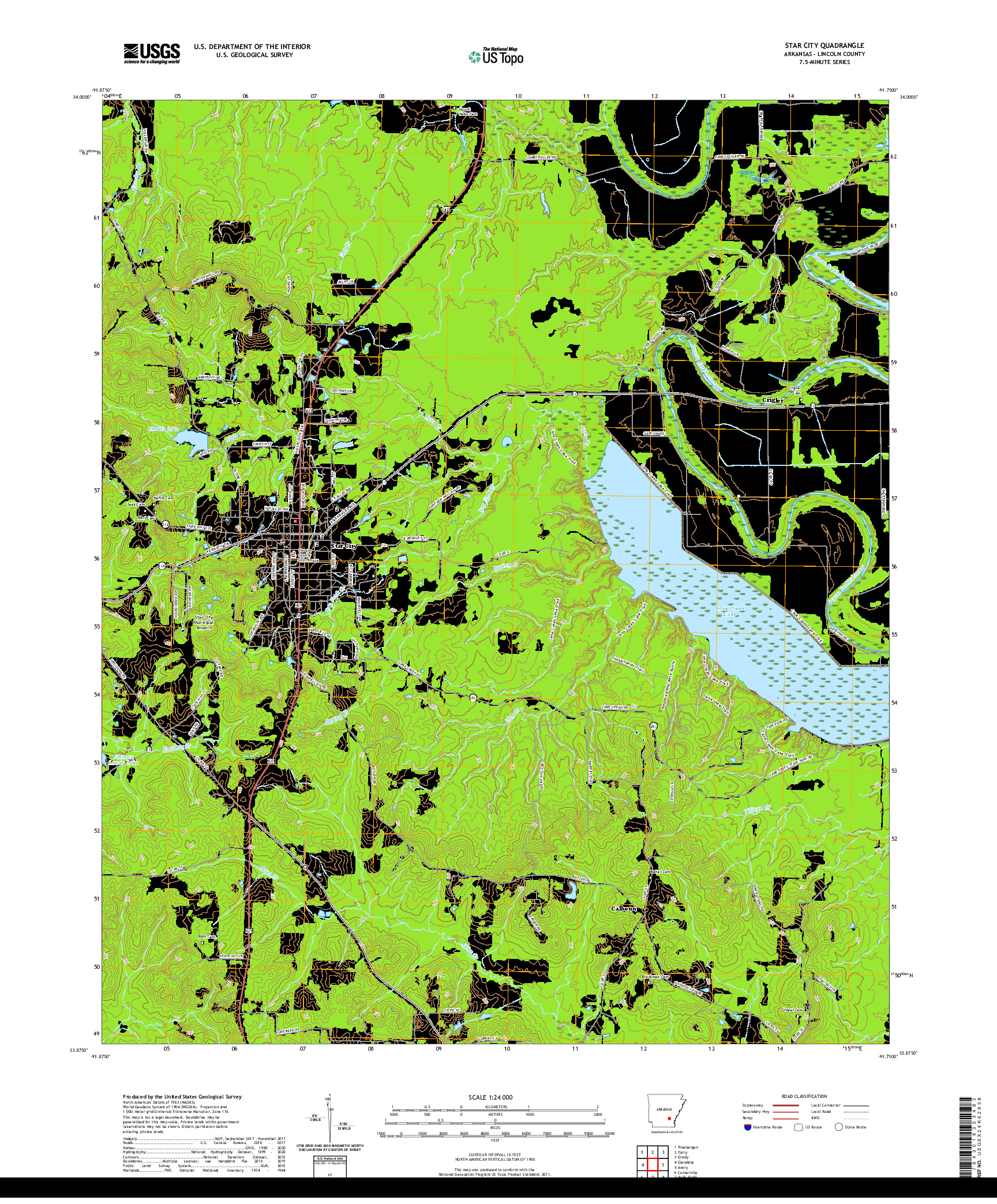 USGS US TOPO 7.5-MINUTE MAP FOR STAR CITY, AR 2020
