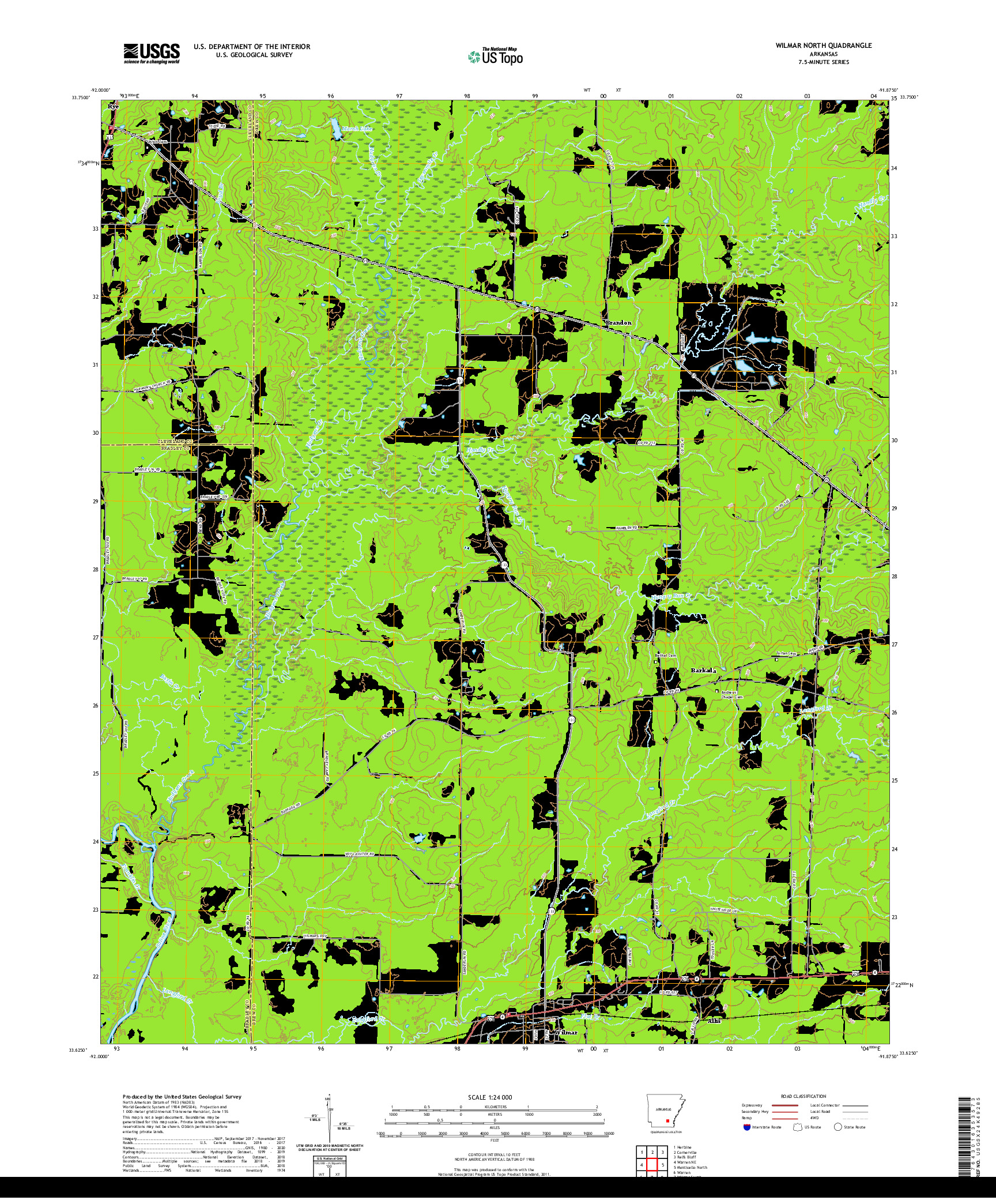 USGS US TOPO 7.5-MINUTE MAP FOR WILMAR NORTH, AR 2020