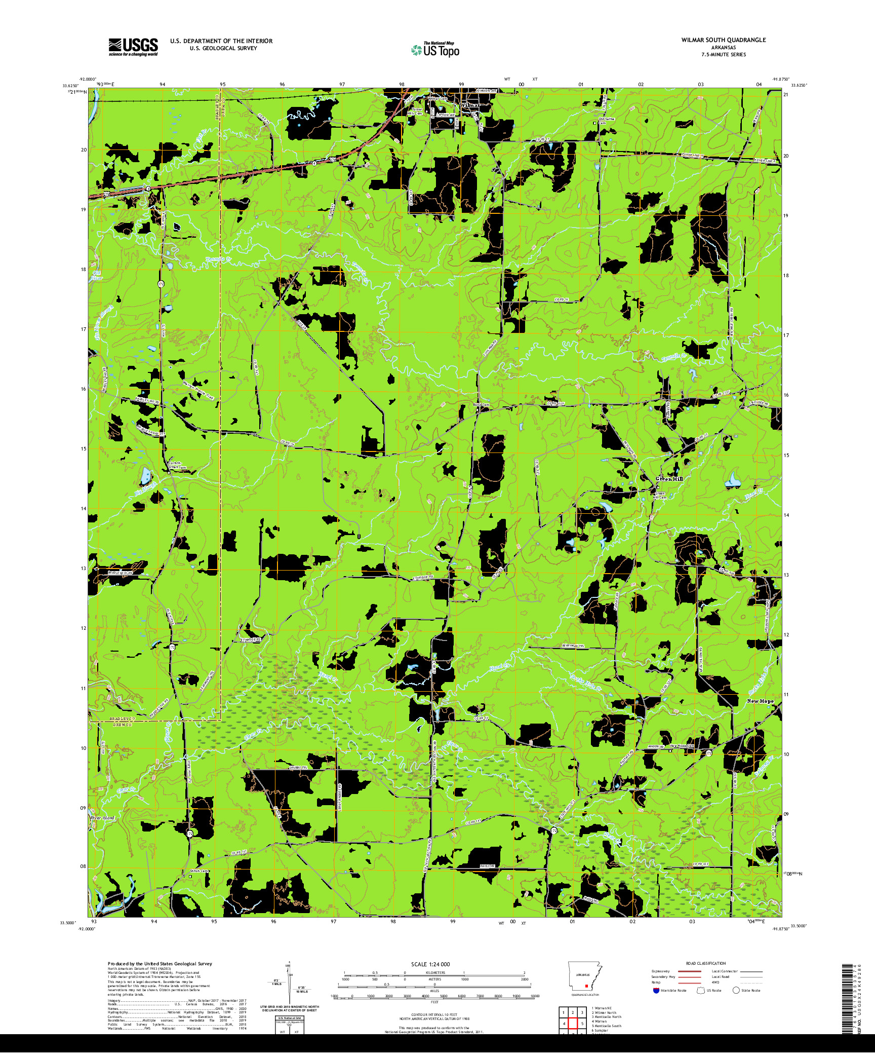 USGS US TOPO 7.5-MINUTE MAP FOR WILMAR SOUTH, AR 2020