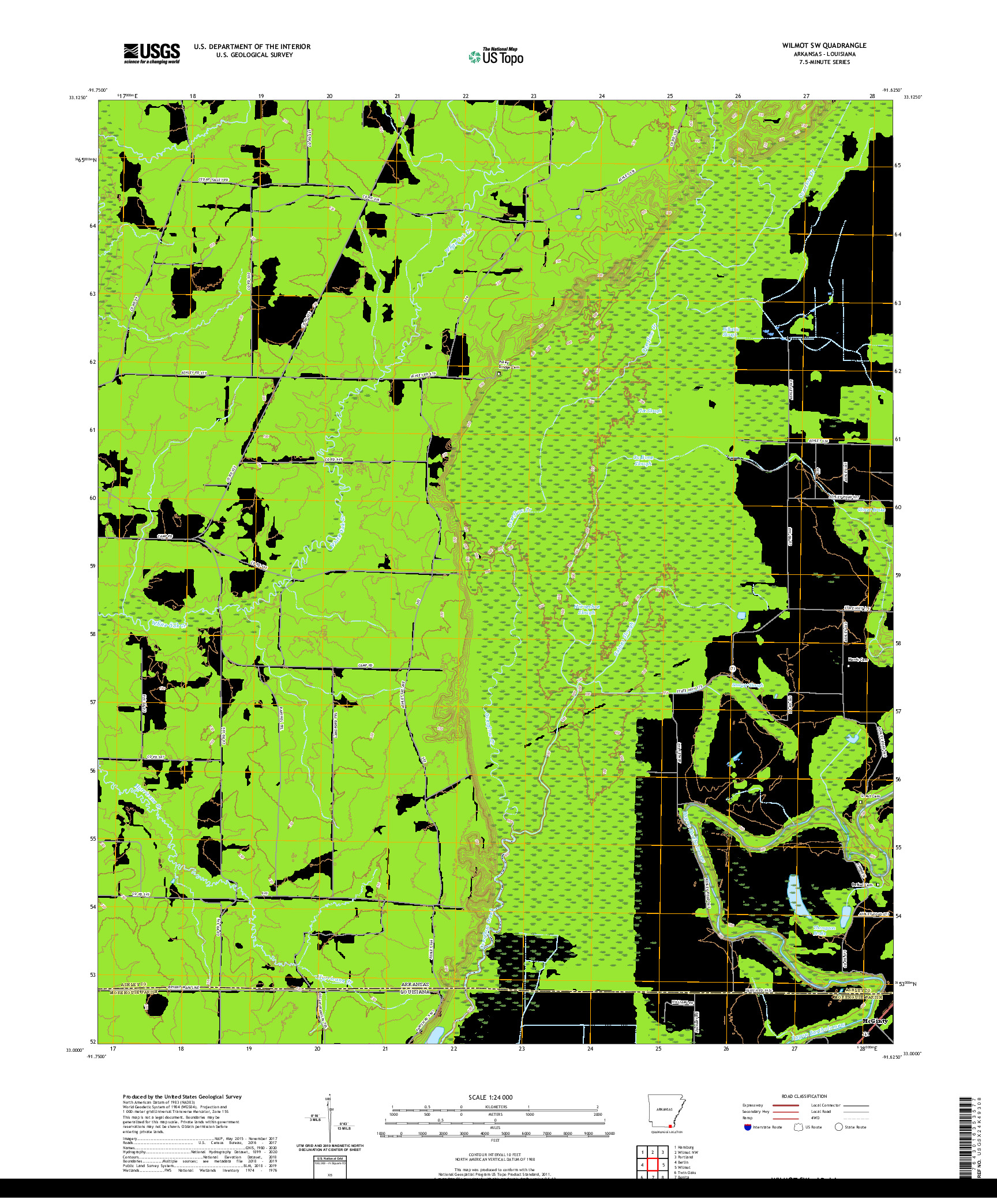 USGS US TOPO 7.5-MINUTE MAP FOR WILMOT SW, AR,LA 2020