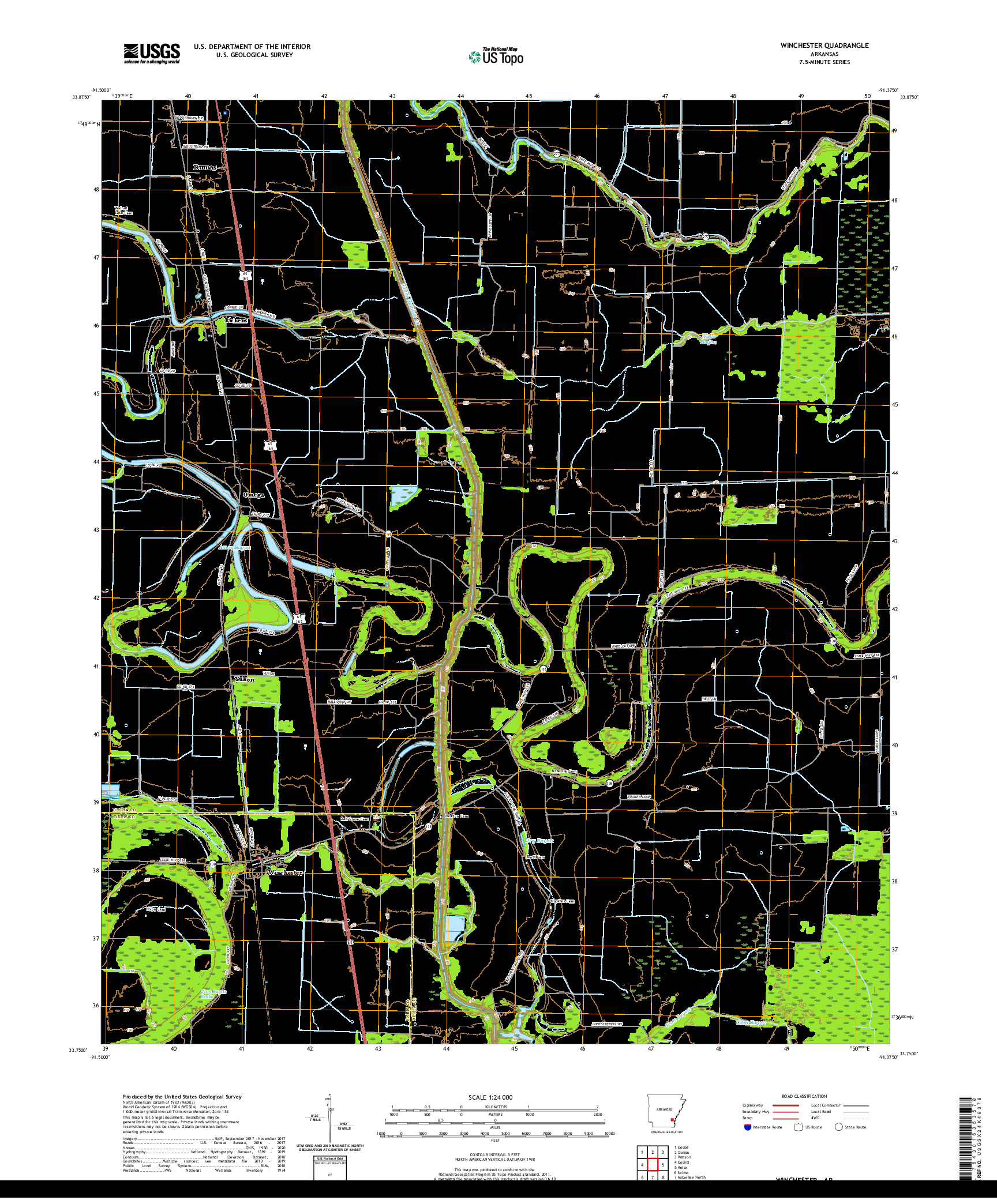 USGS US TOPO 7.5-MINUTE MAP FOR WINCHESTER, AR 2020