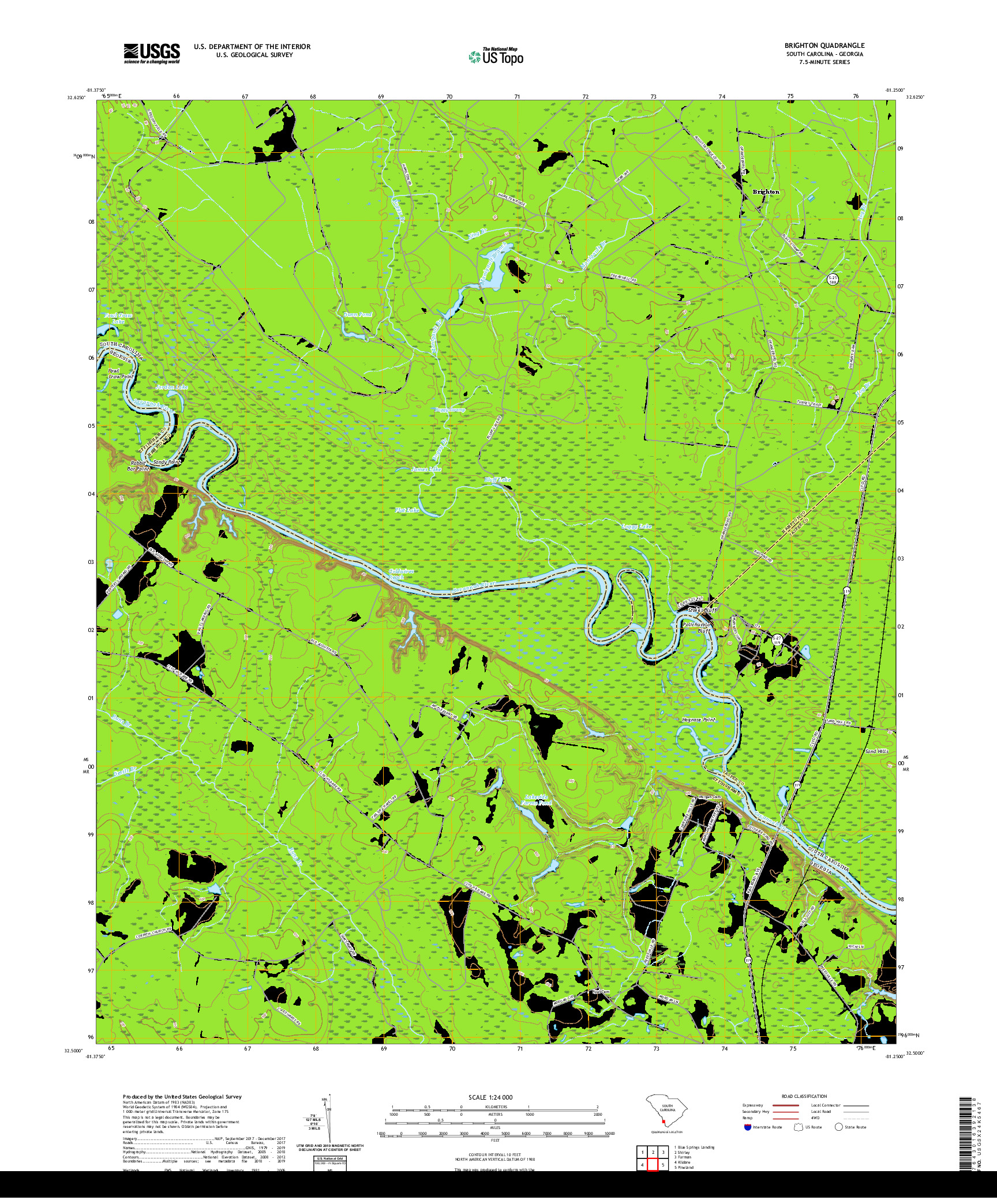 USGS US TOPO 7.5-MINUTE MAP FOR BRIGHTON, SC,GA 2020