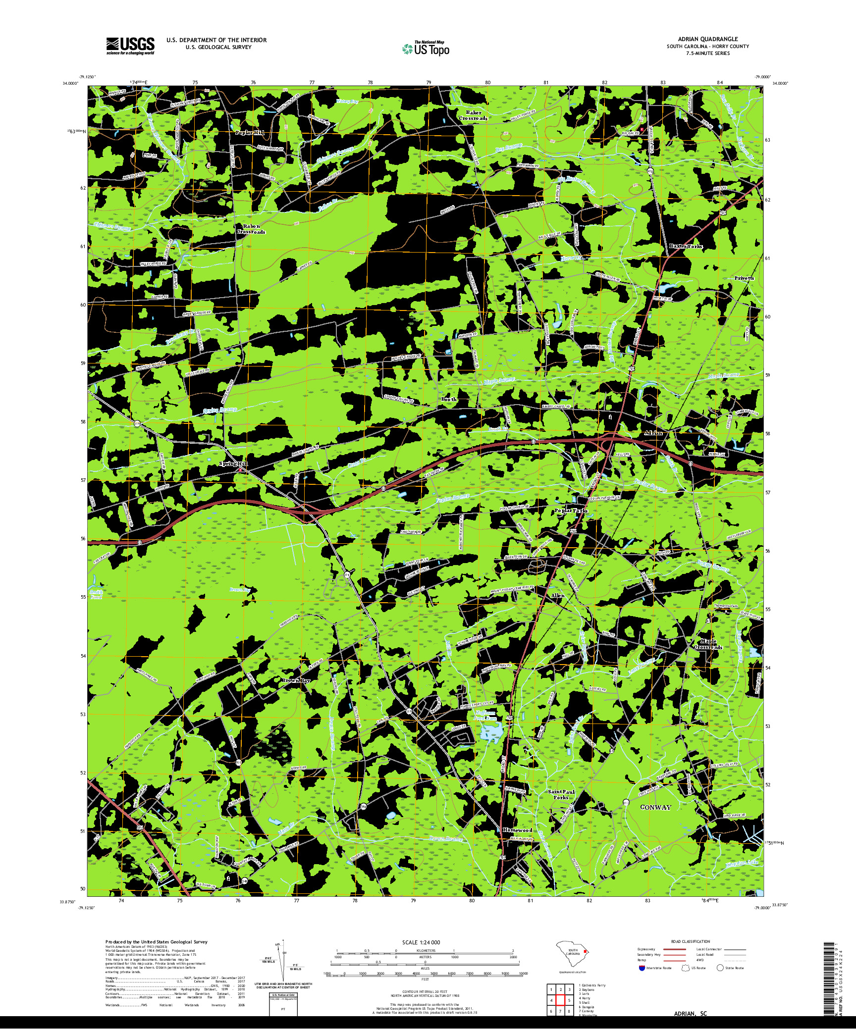 USGS US TOPO 7.5-MINUTE MAP FOR ADRIAN, SC 2020