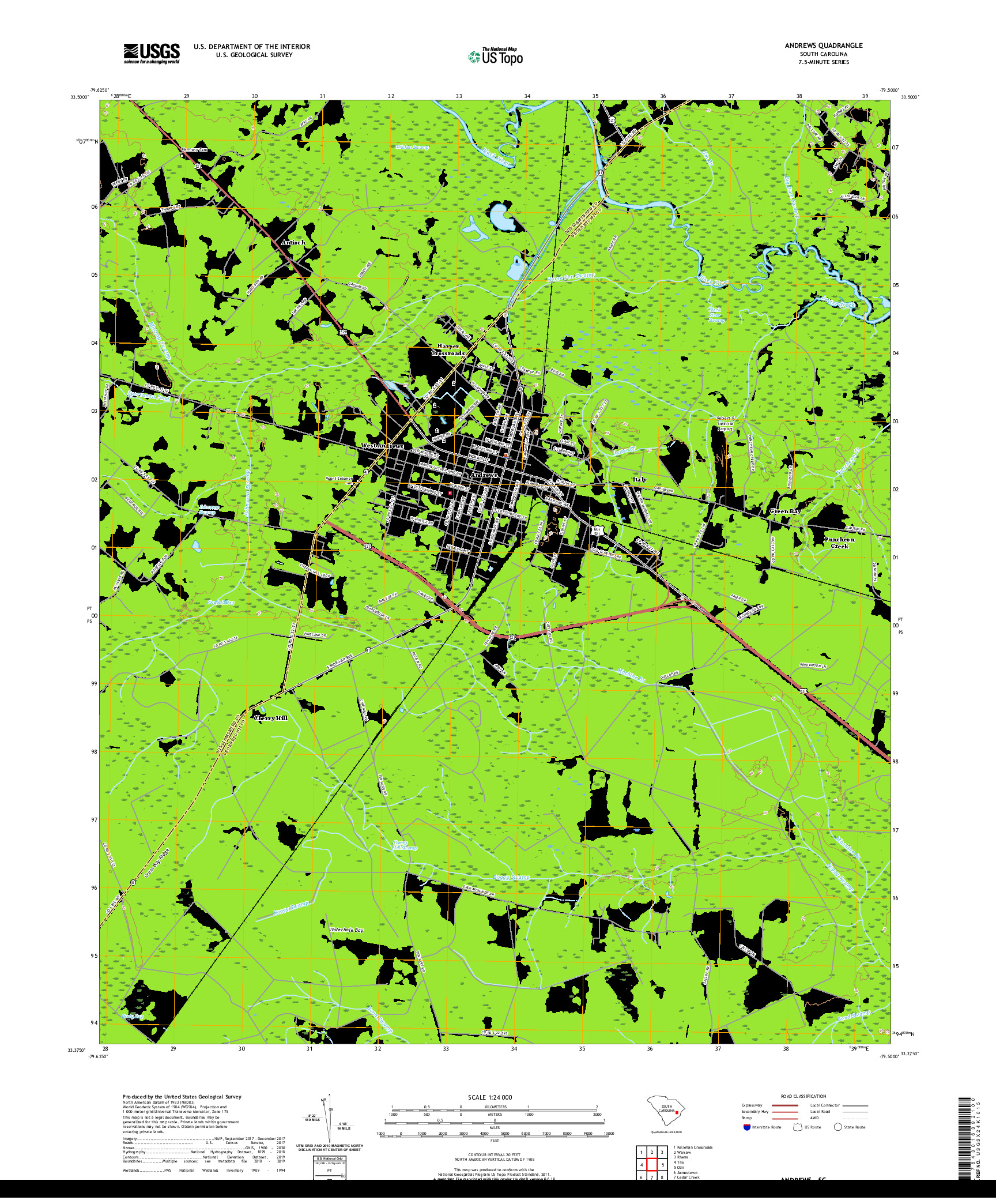 USGS US TOPO 7.5-MINUTE MAP FOR ANDREWS, SC 2020