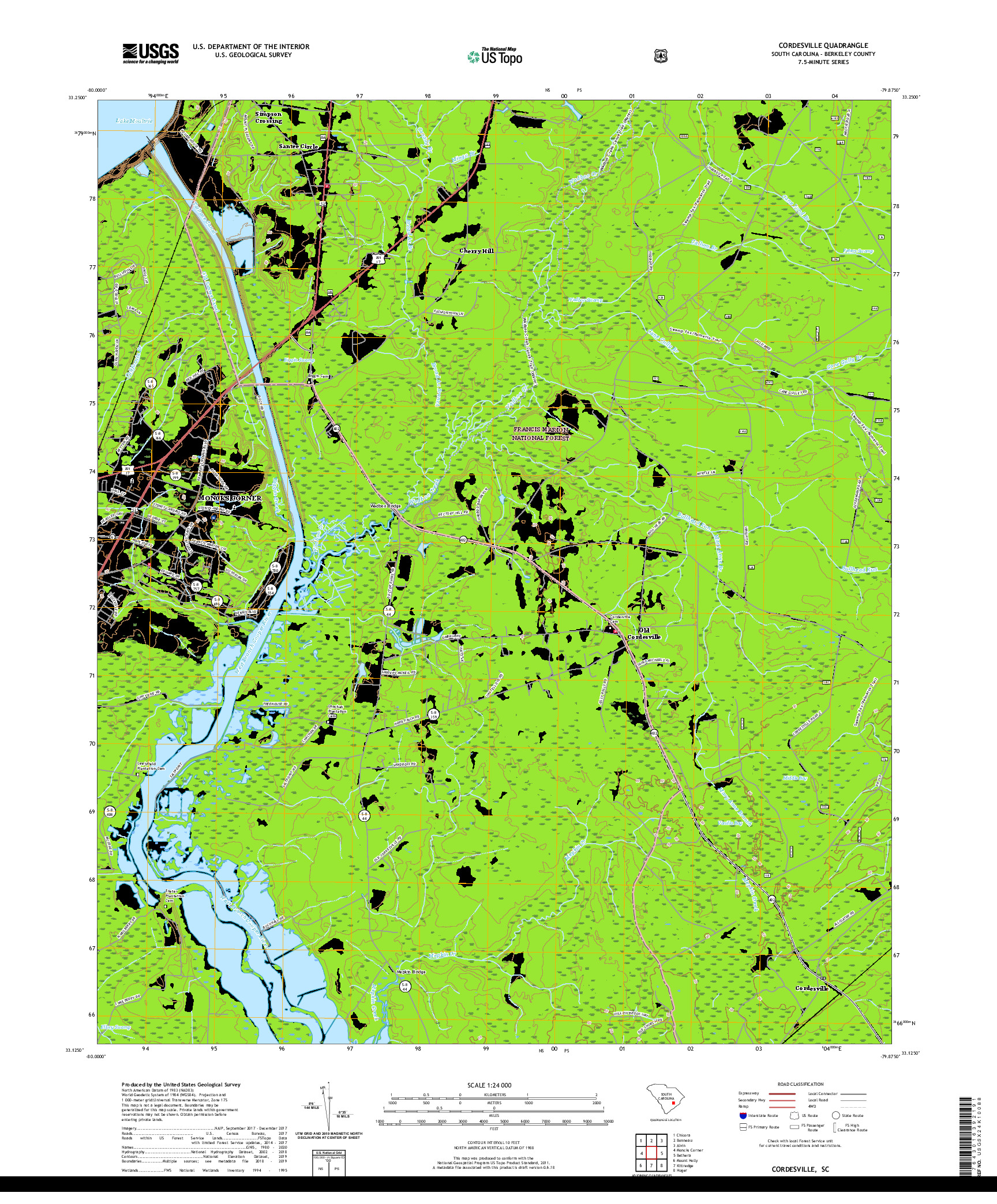 USGS US TOPO 7.5-MINUTE MAP FOR CORDESVILLE, SC 2020