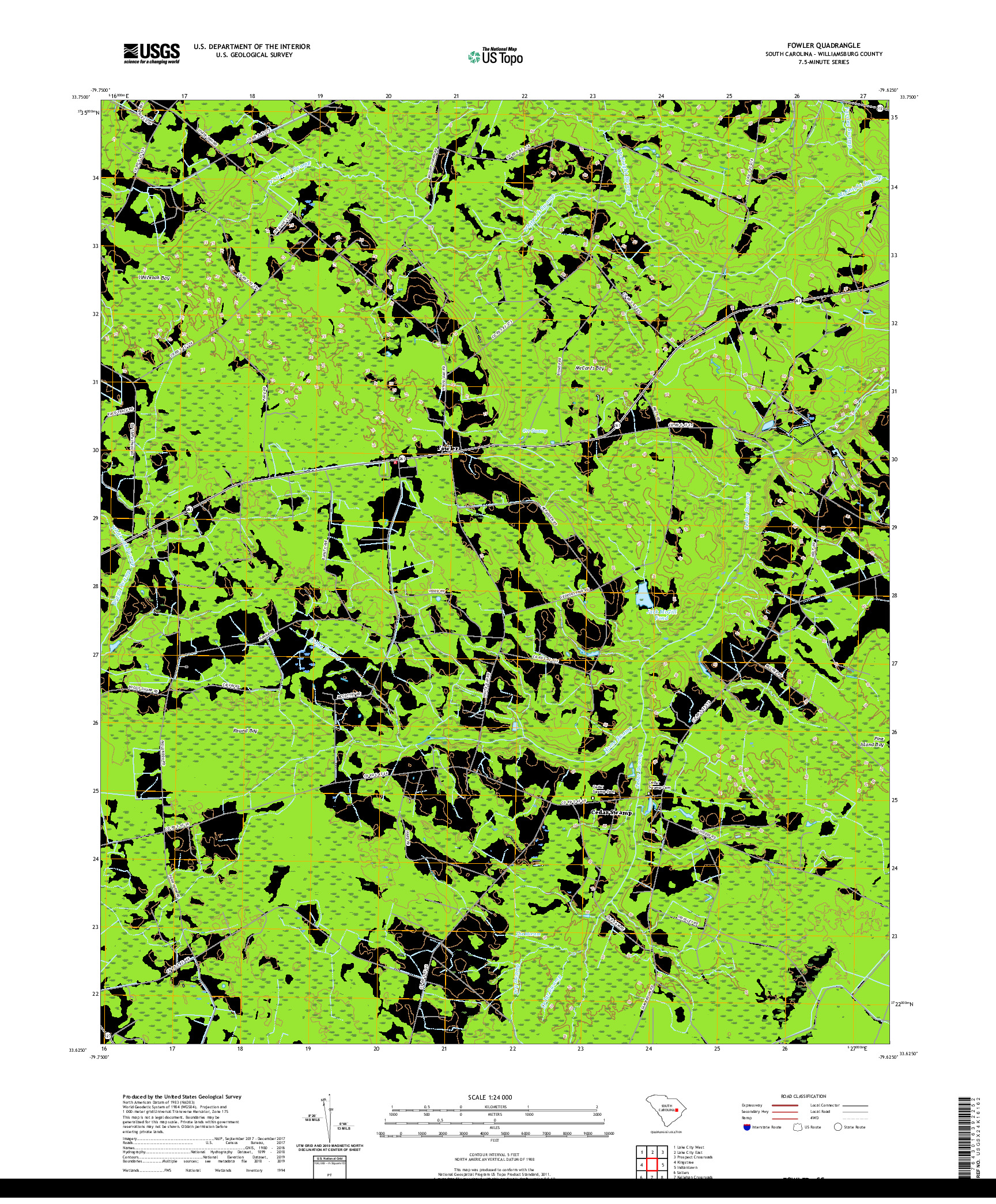 USGS US TOPO 7.5-MINUTE MAP FOR FOWLER, SC 2020