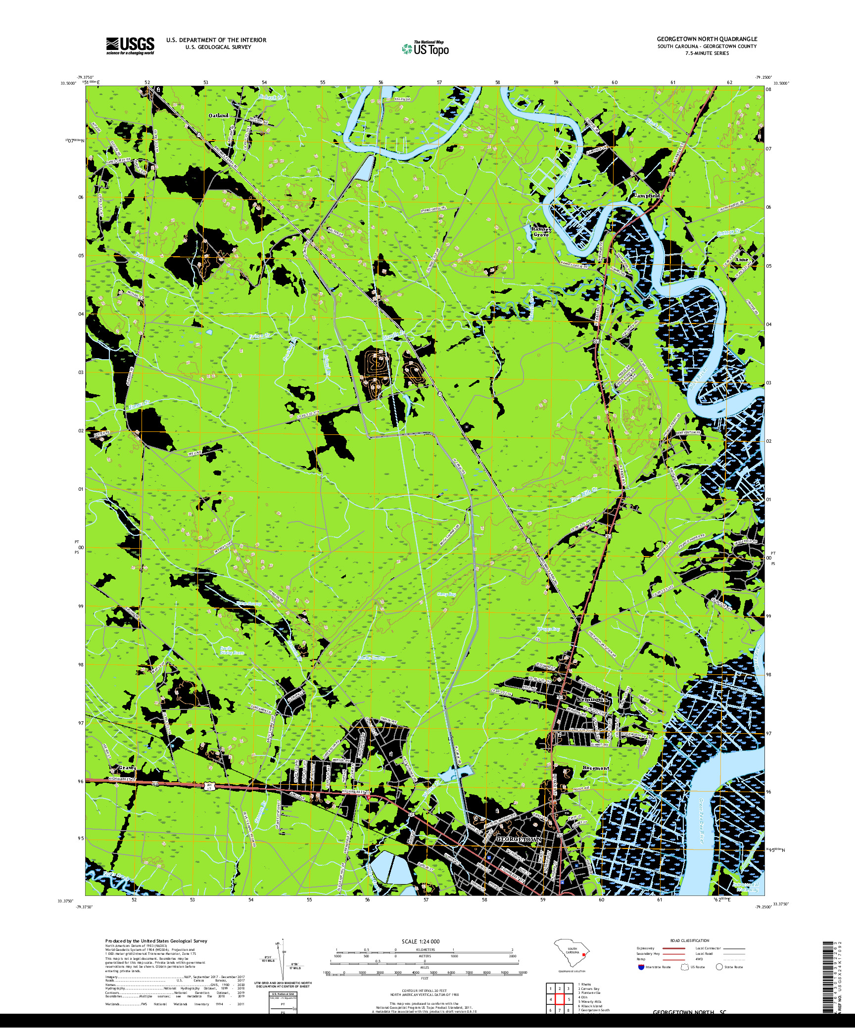 USGS US TOPO 7.5-MINUTE MAP FOR GEORGETOWN NORTH, SC 2020