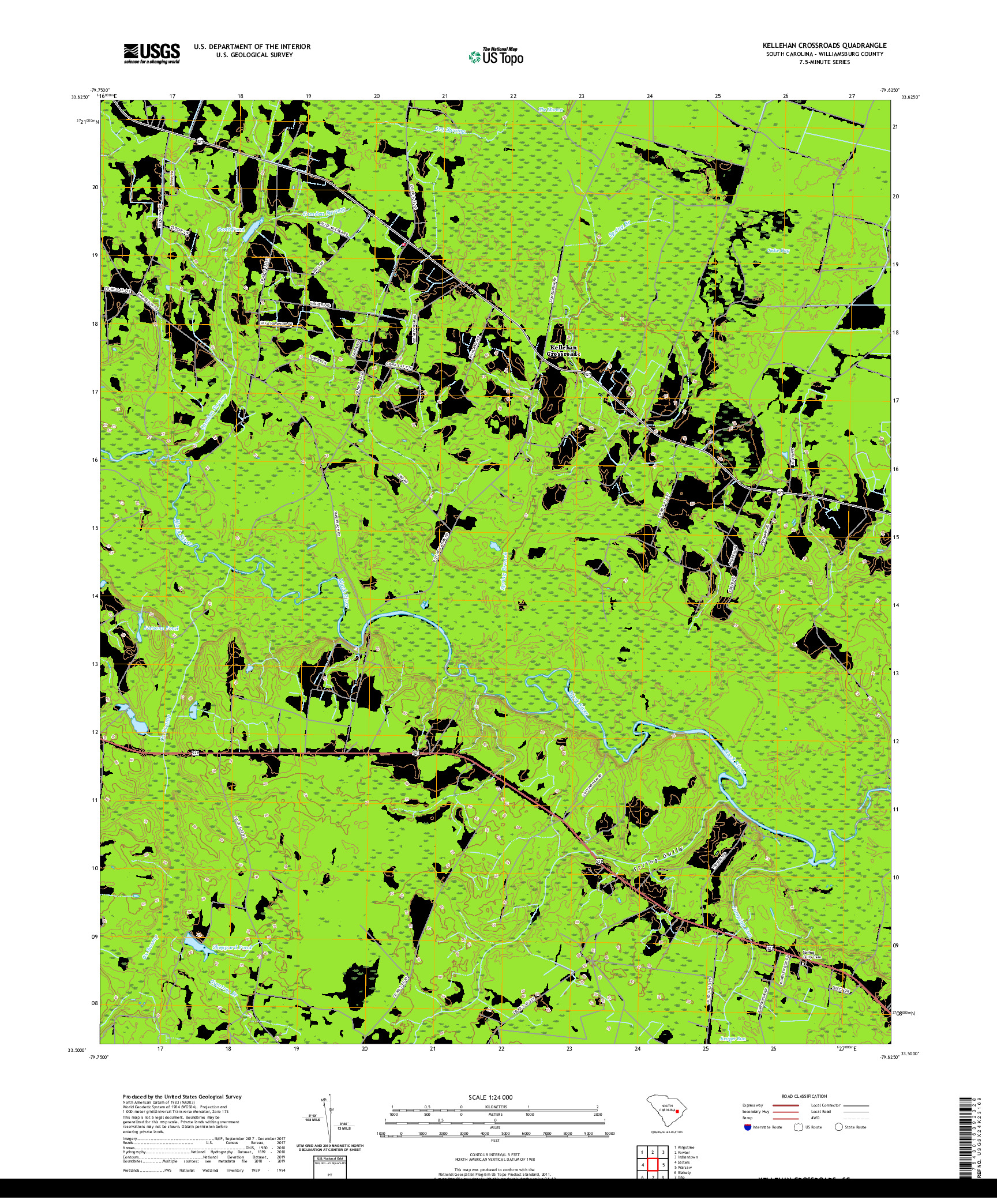 USGS US TOPO 7.5-MINUTE MAP FOR KELLEHAN CROSSROADS, SC 2020
