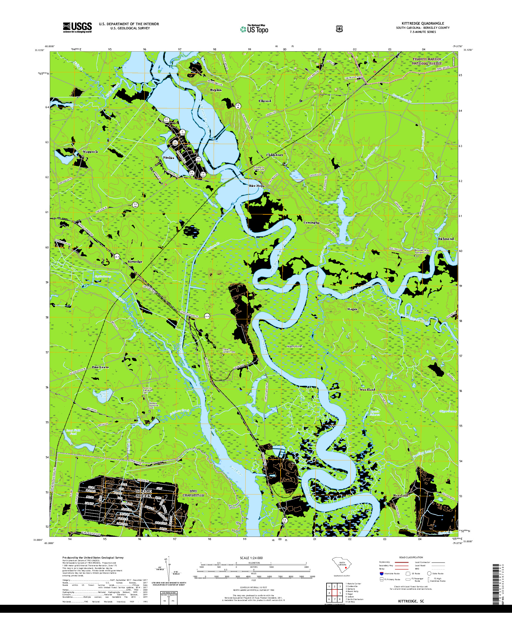 USGS US TOPO 7.5-MINUTE MAP FOR KITTREDGE, SC 2020