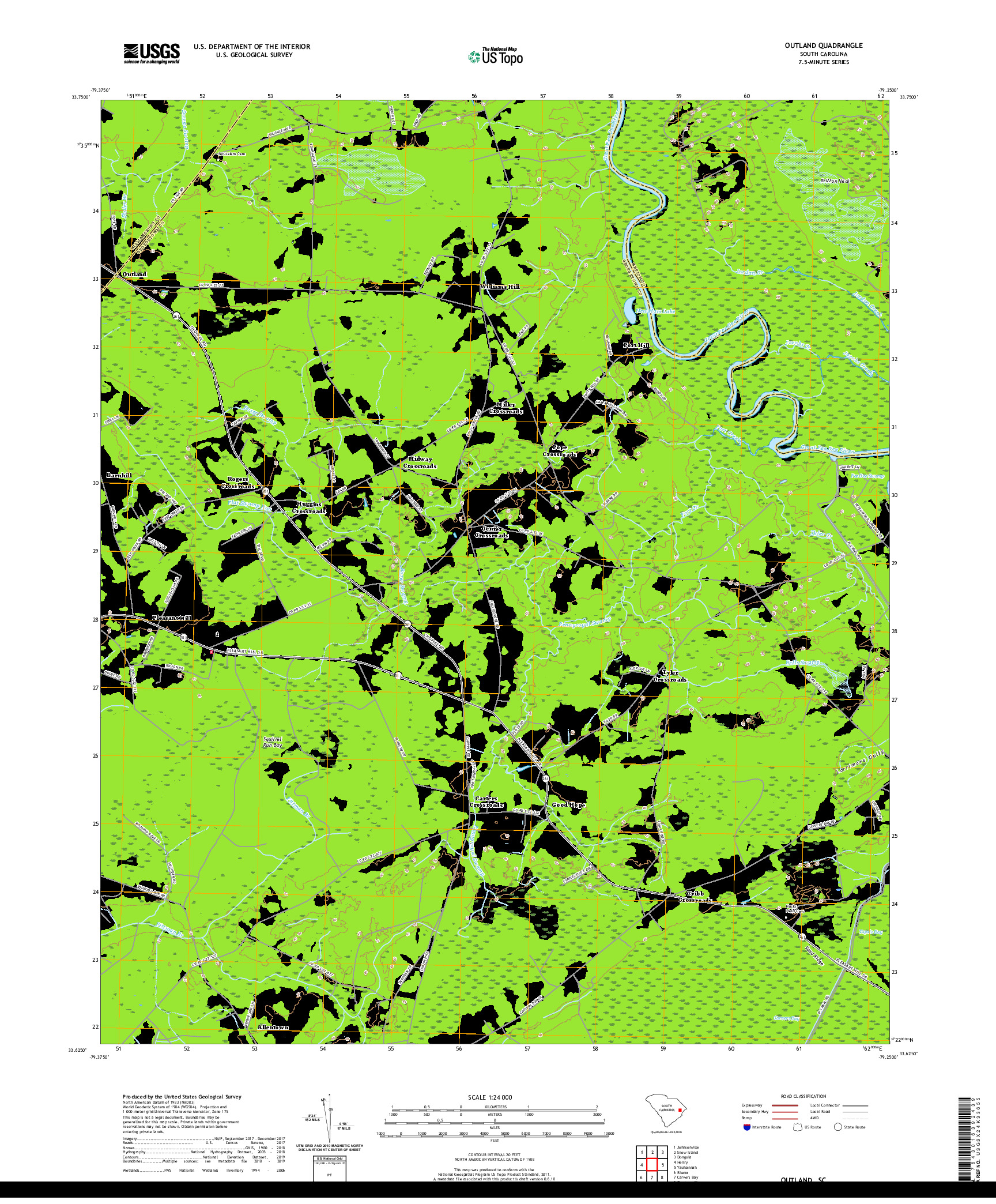 USGS US TOPO 7.5-MINUTE MAP FOR OUTLAND, SC 2020