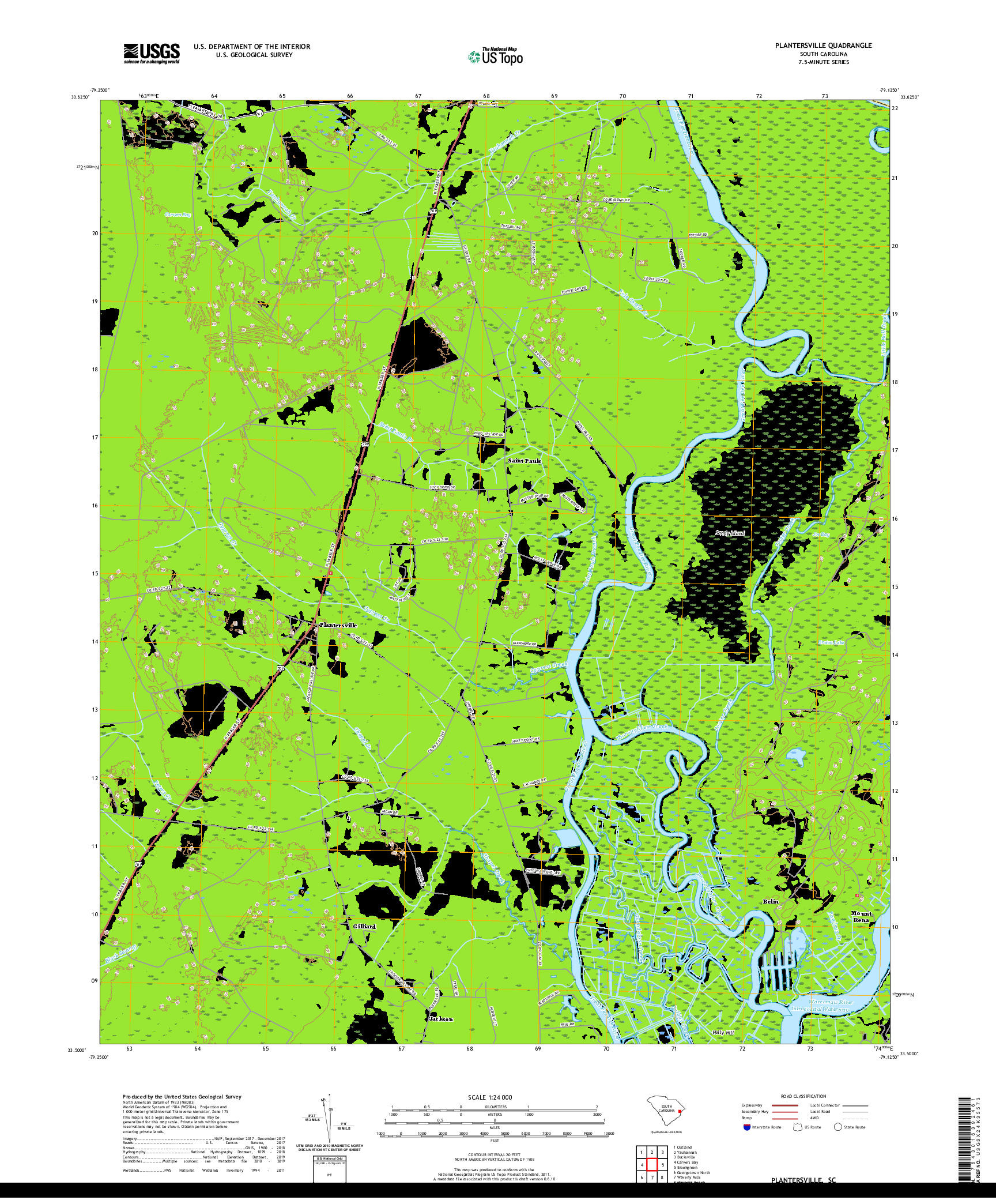 USGS US TOPO 7.5-MINUTE MAP FOR PLANTERSVILLE, SC 2020