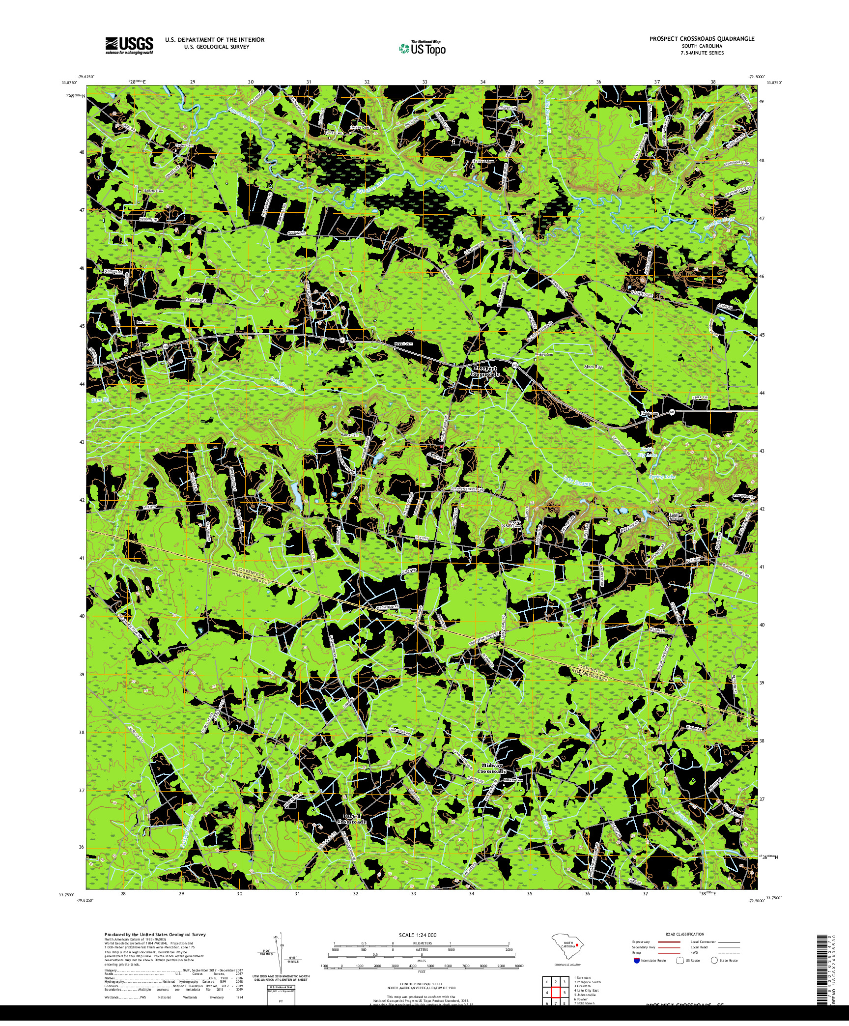 USGS US TOPO 7.5-MINUTE MAP FOR PROSPECT CROSSROADS, SC 2020