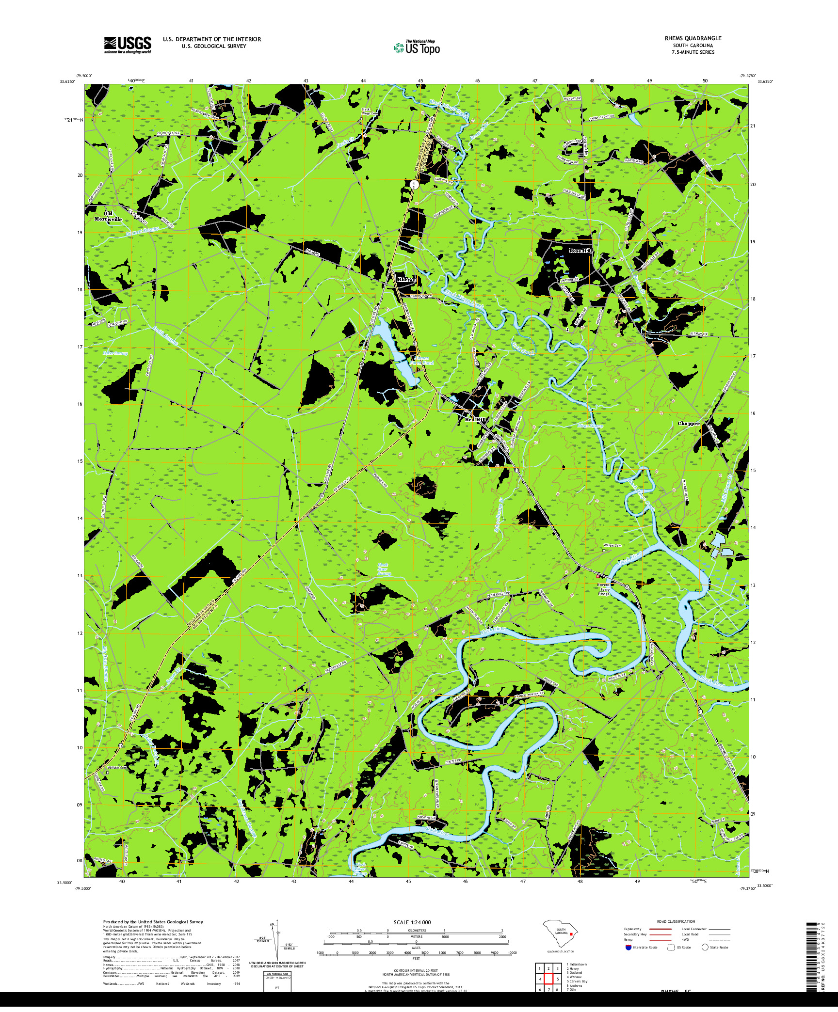 USGS US TOPO 7.5-MINUTE MAP FOR RHEMS, SC 2020