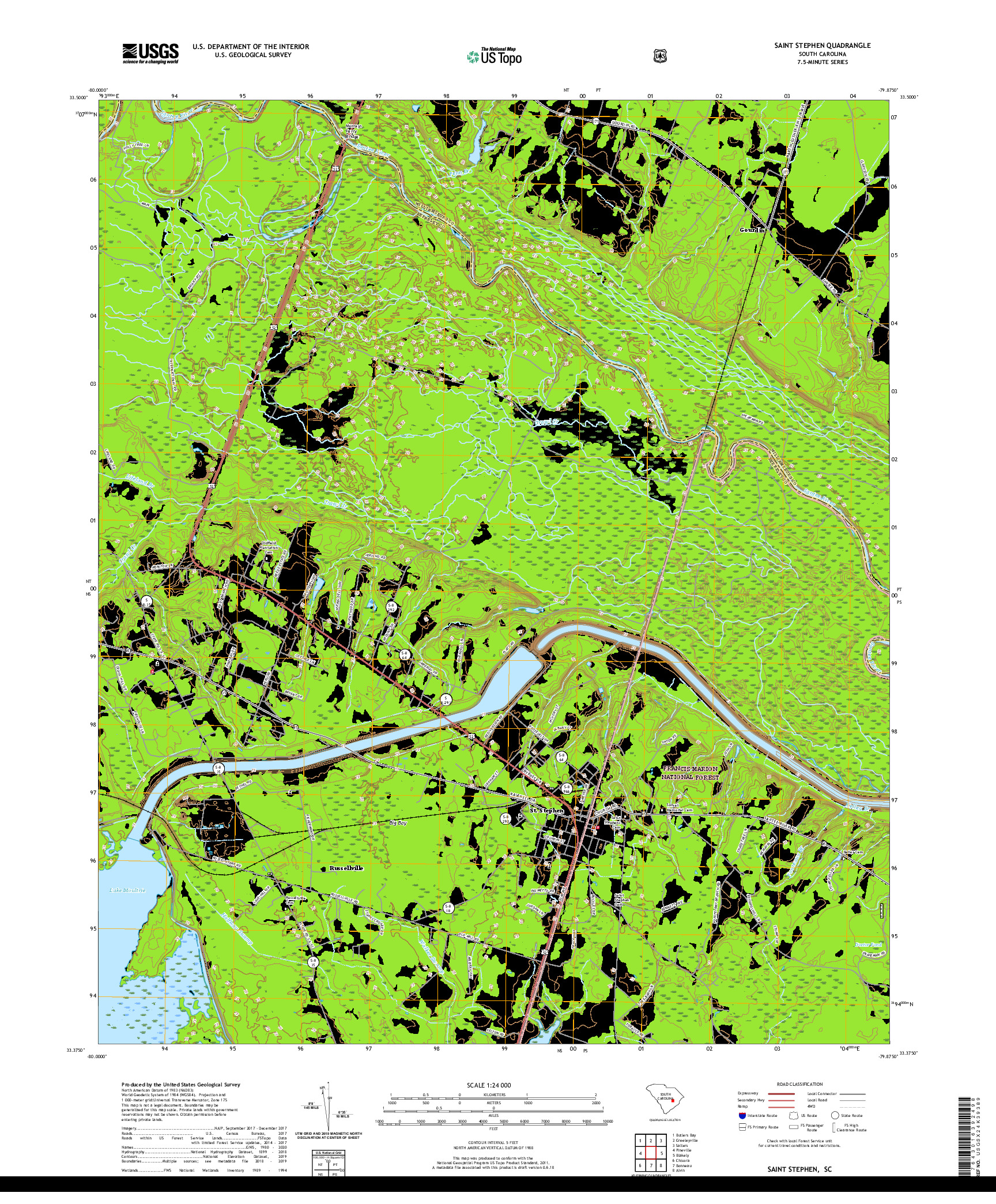 USGS US TOPO 7.5-MINUTE MAP FOR SAINT STEPHEN, SC 2020